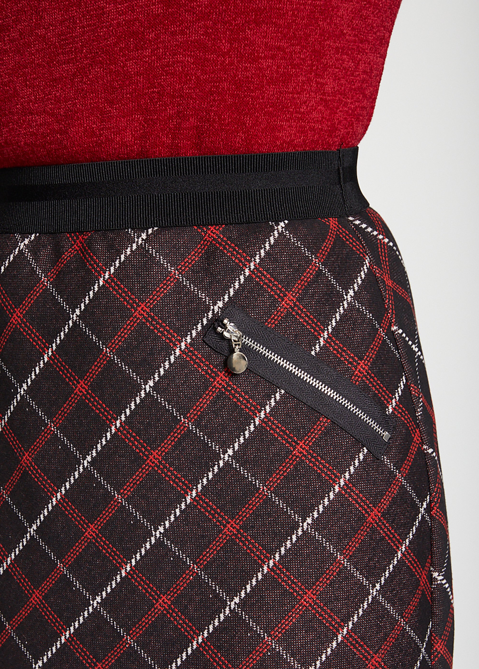 Jupe droite jacquard carreaux