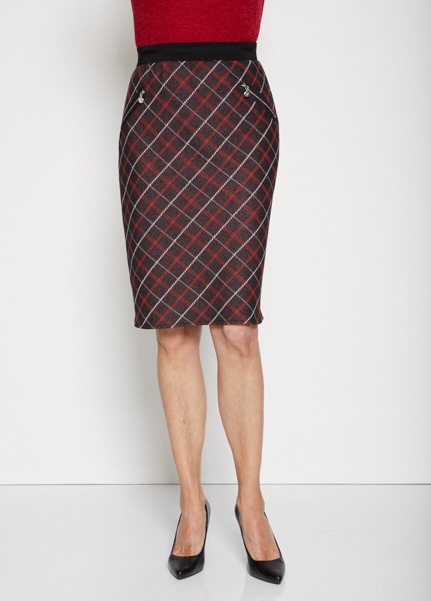Jupe droite jacquard carreaux