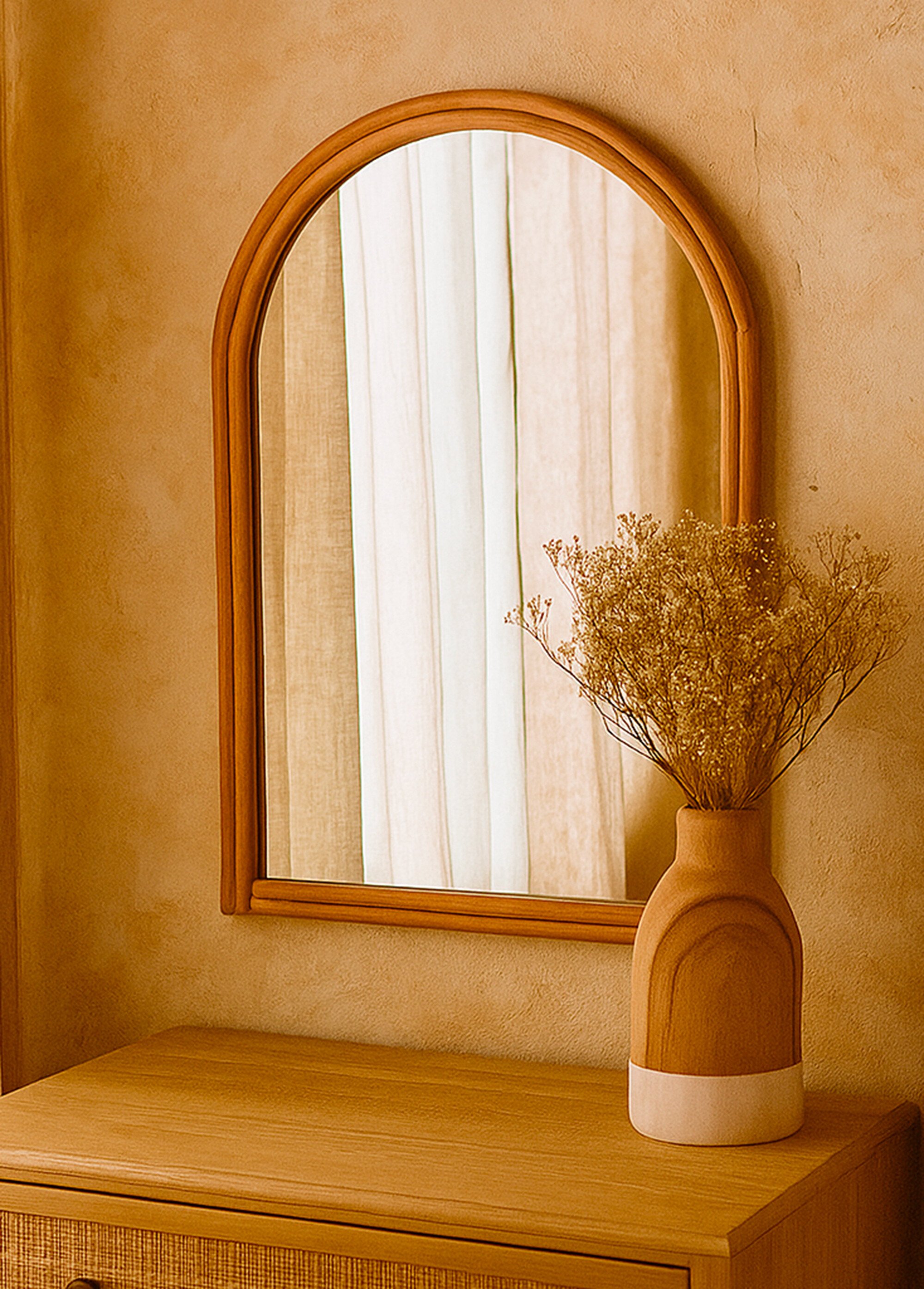 Miroir en rotin forme arche Beige NOR-11138 SI1