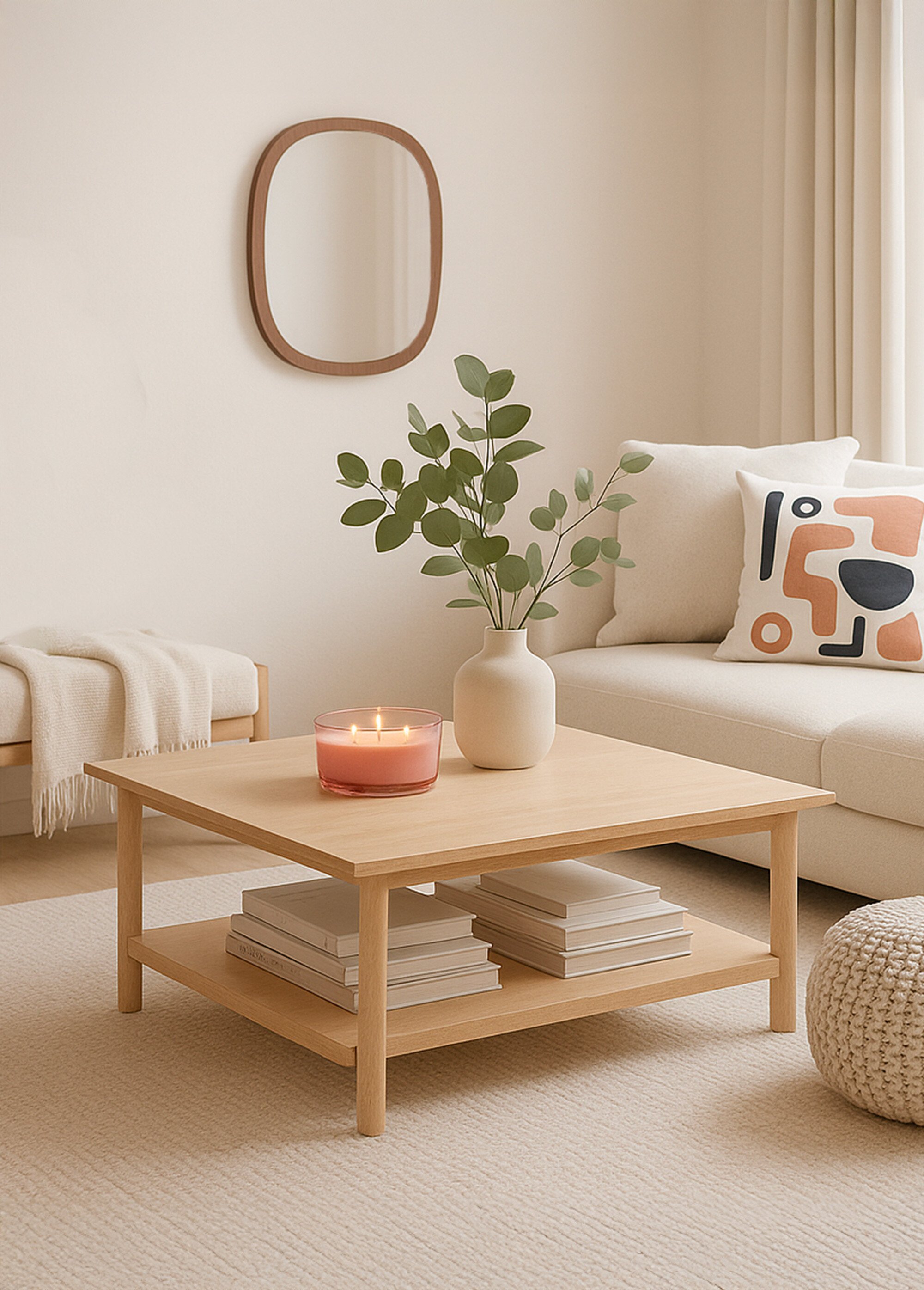 Miroir forme ovale, effet organique Beige NOR-27864 SI1