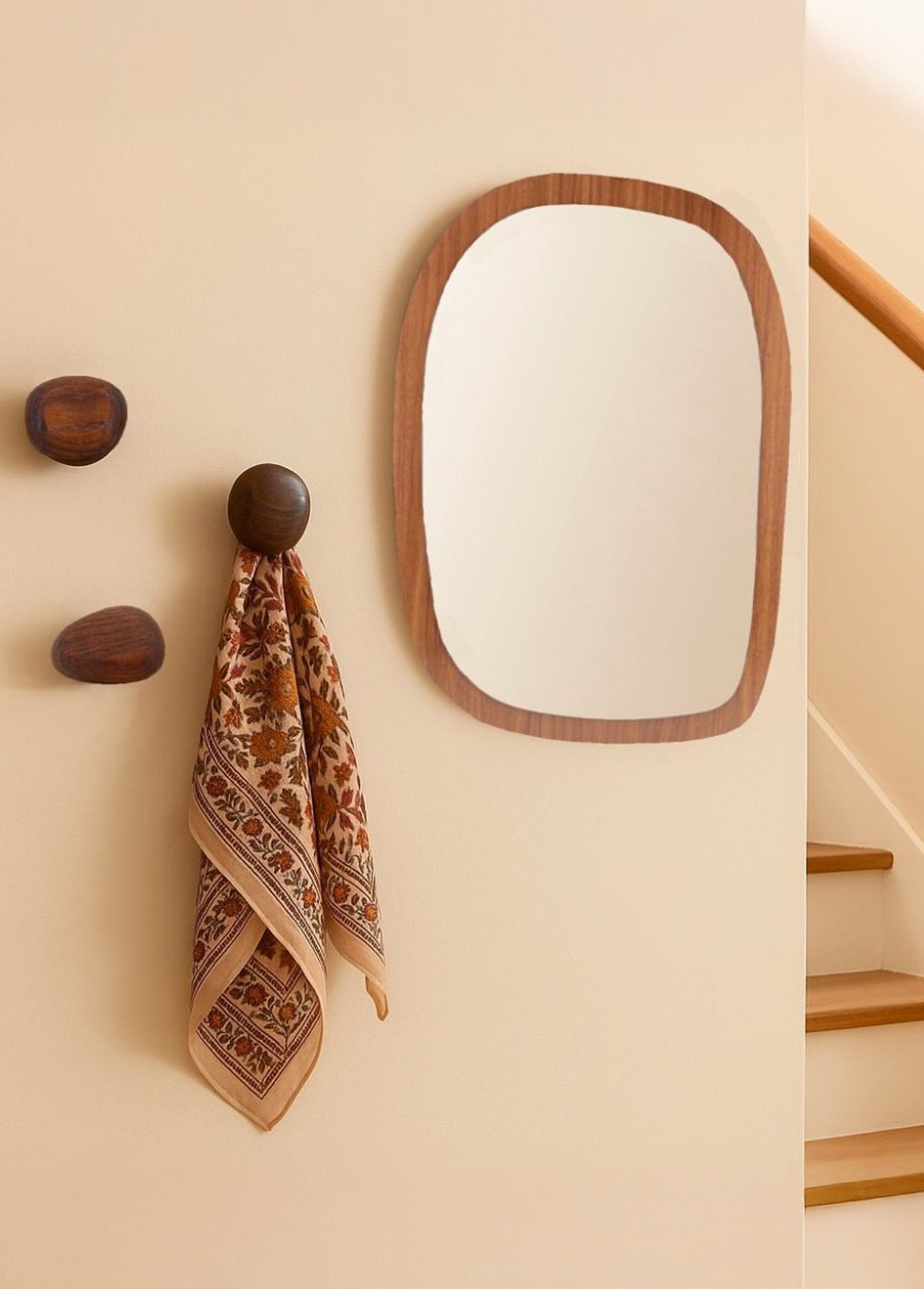 Miroir forme ovale, effet organique Beige NOR-27864 SI2