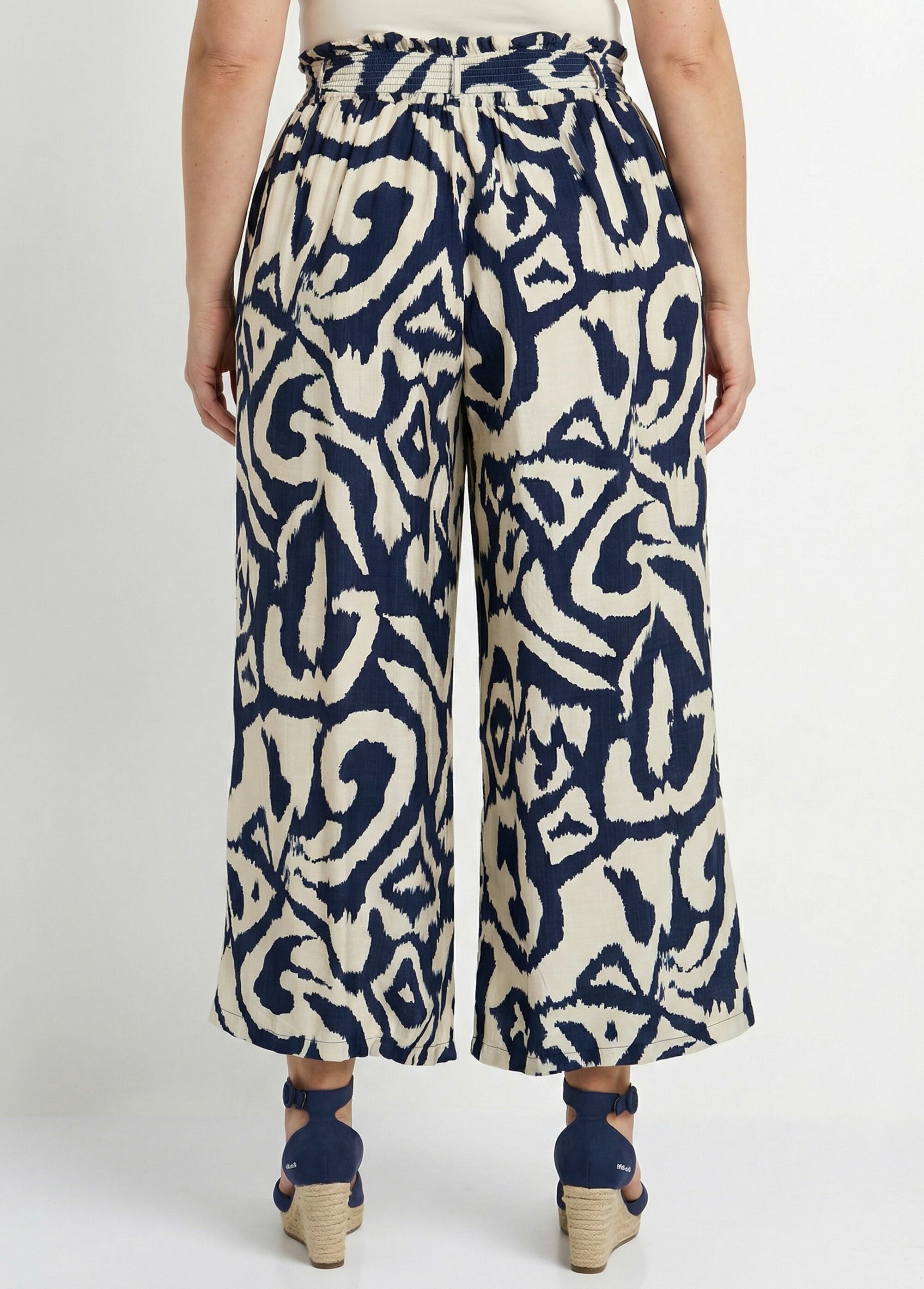 Pantalon large imprimé ethnique chic