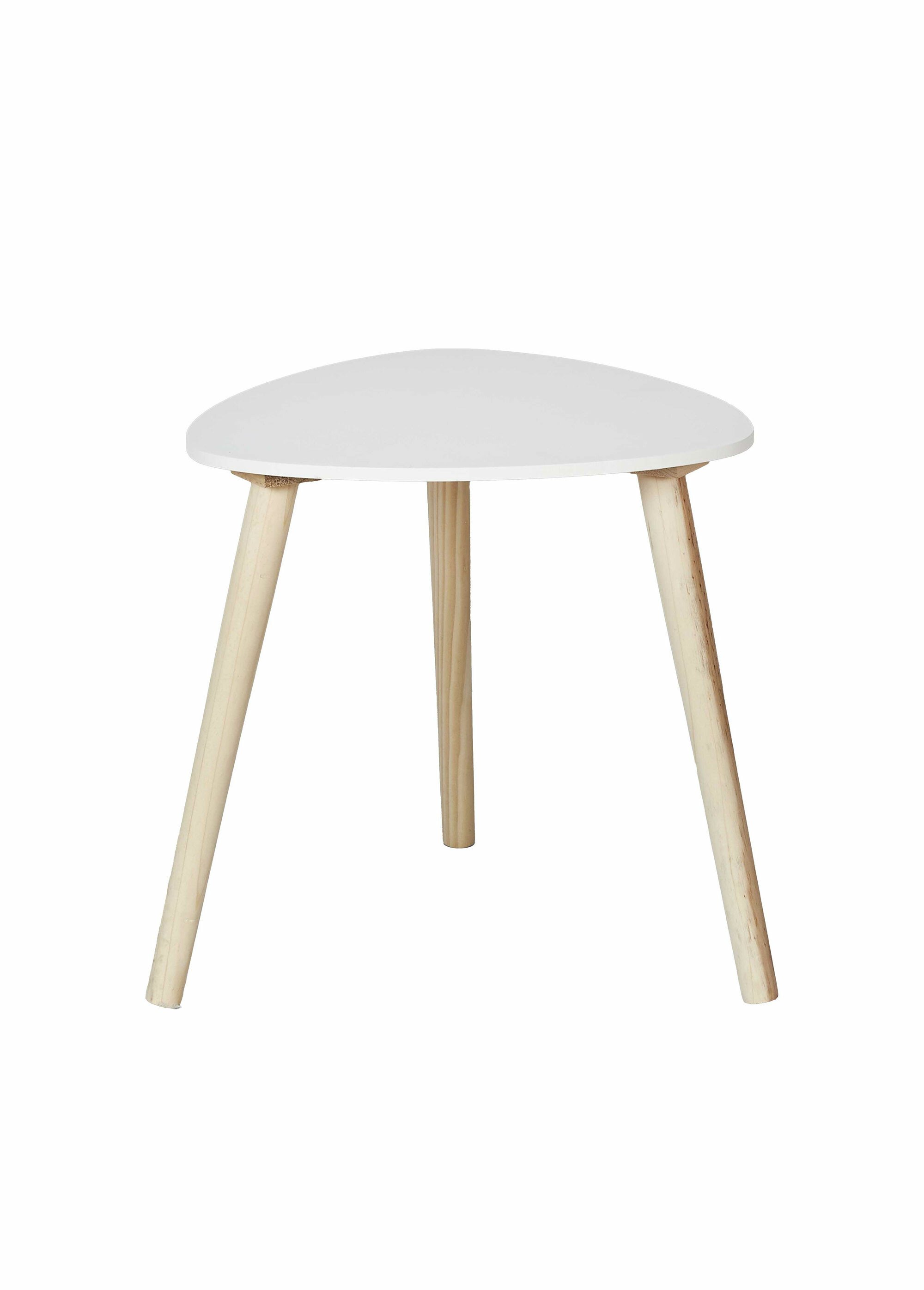 Petite table d'appoint forme galet clair BLANC ET MARRON CMP-HD0498 FA1