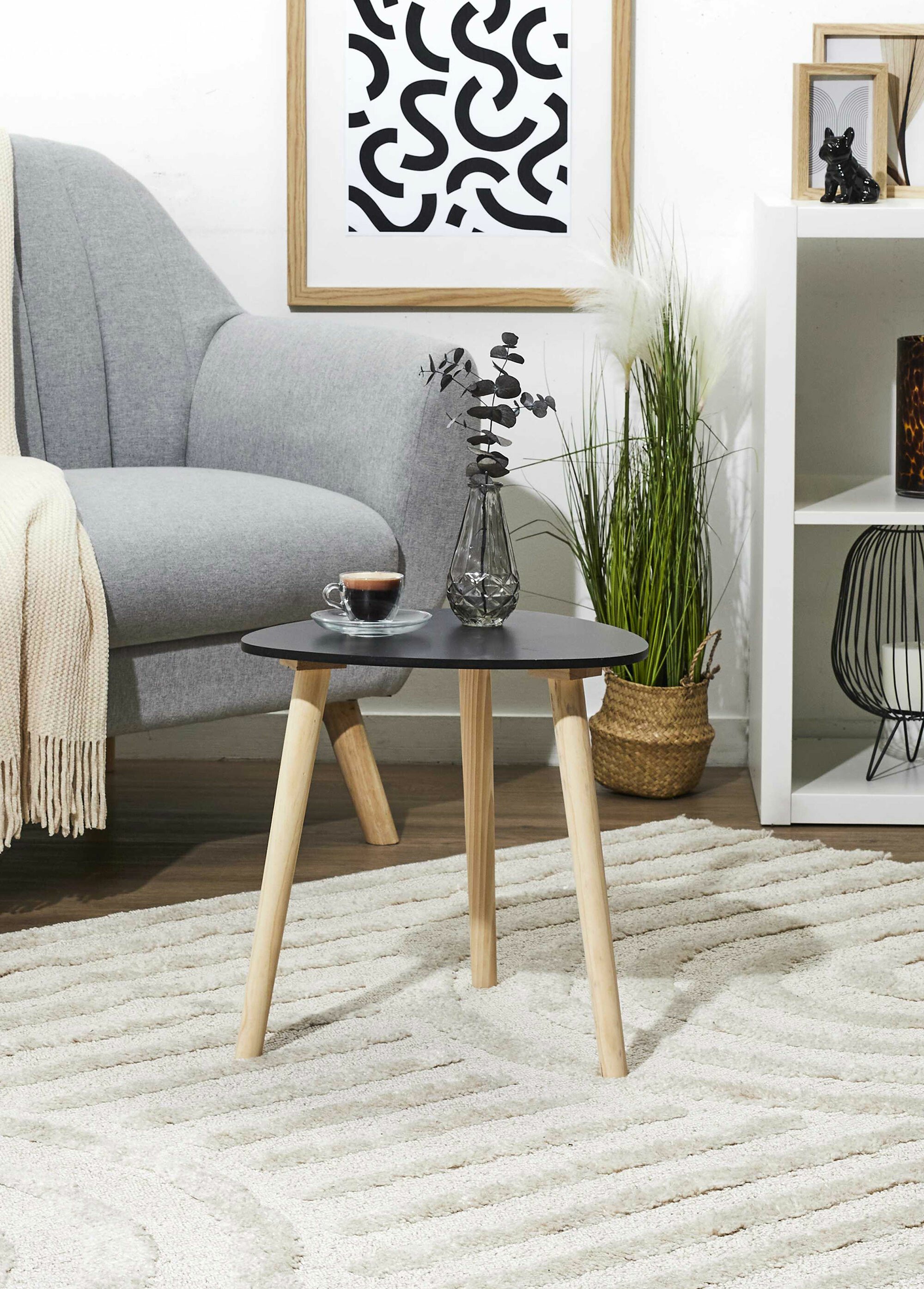 Petite table d'appoint forme galet foncé NOIR CMP-HD0499 SI1