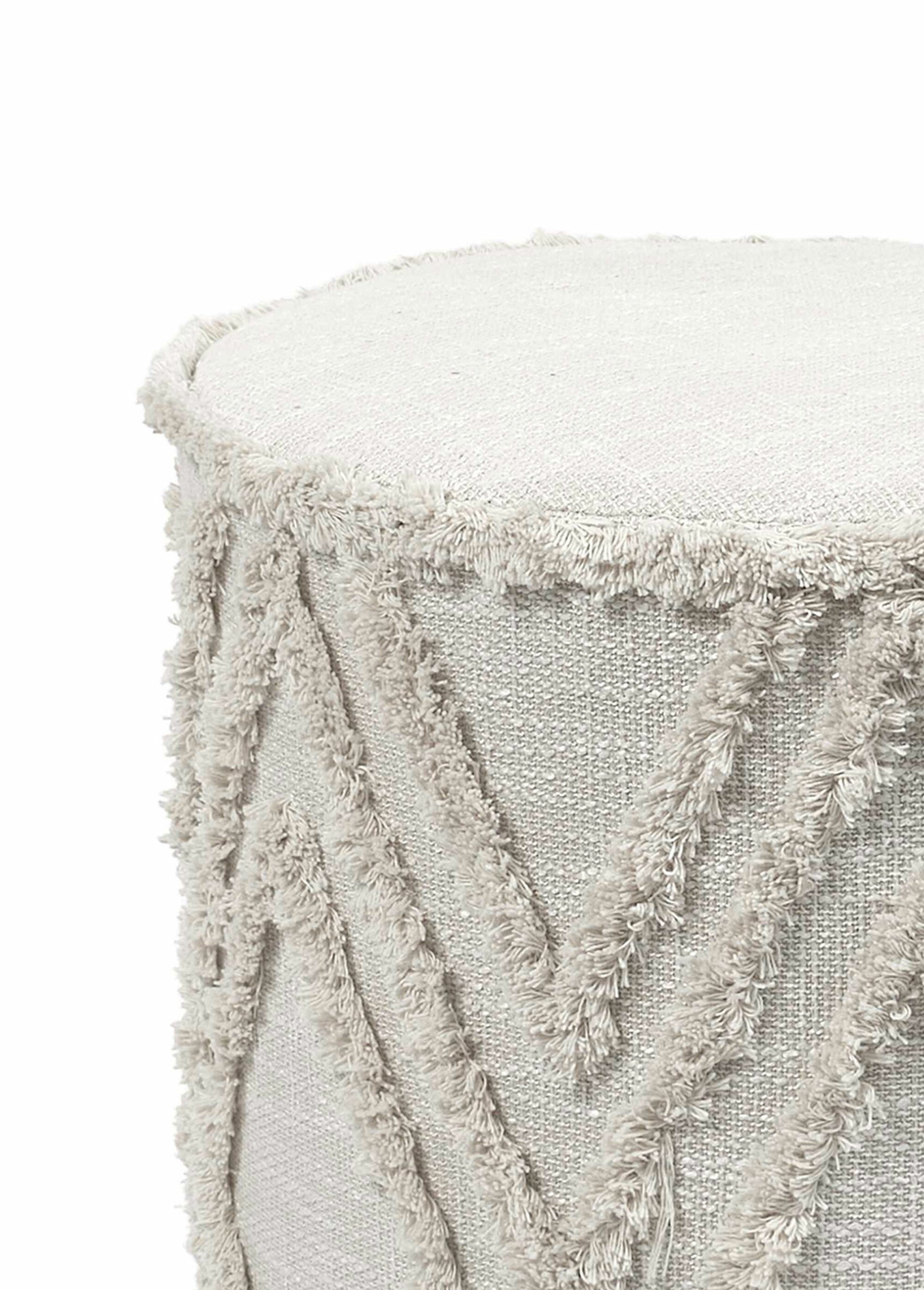 Pouf en tissu frangé style ethnique BEIGE CMP-HD0502 DE1