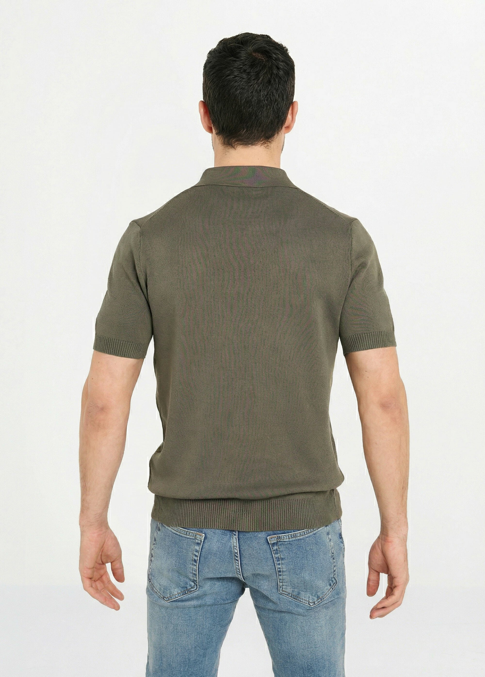 Pull fin piqué manches courtes, col polo