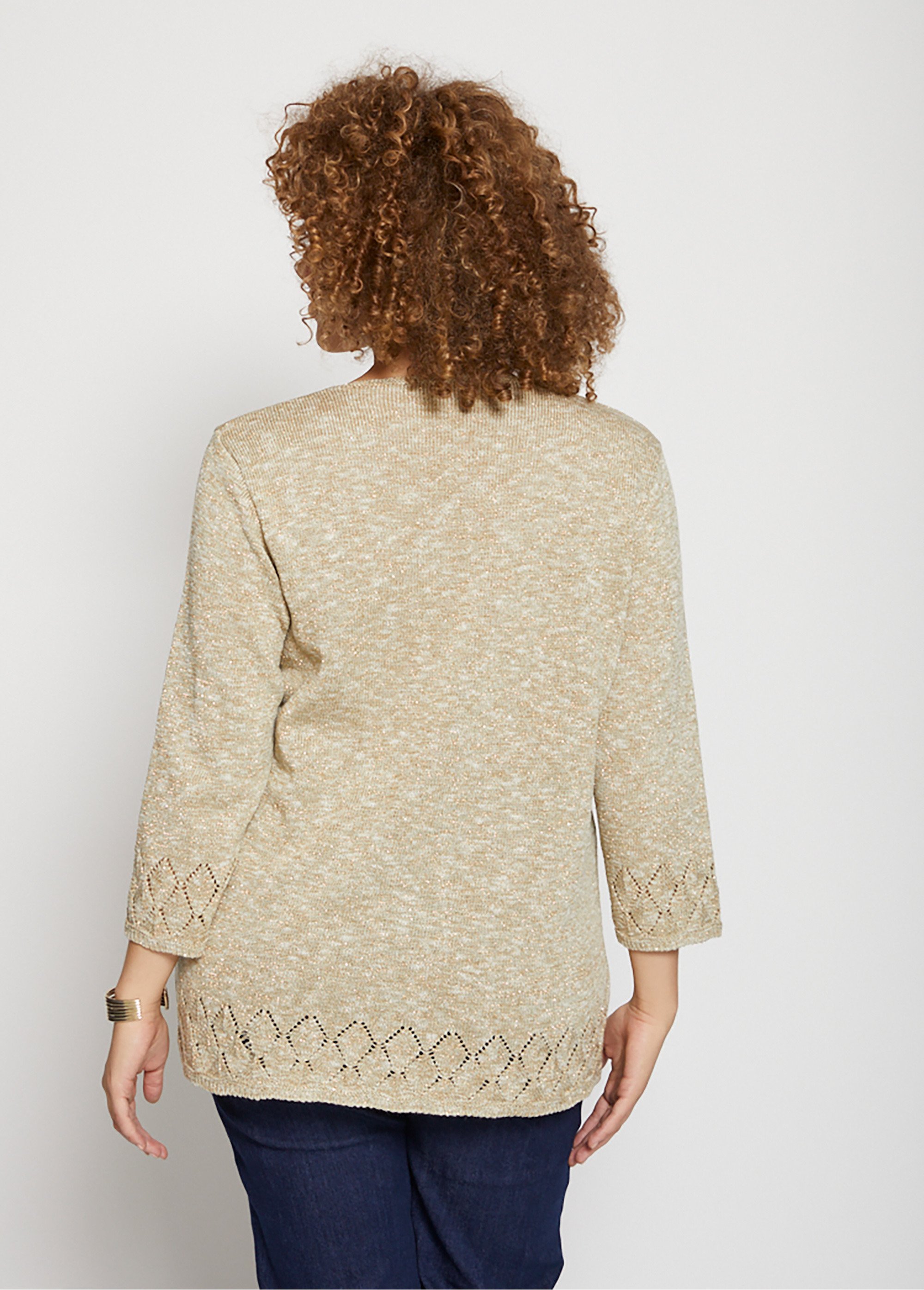 Pull maille chinée manches 3/4