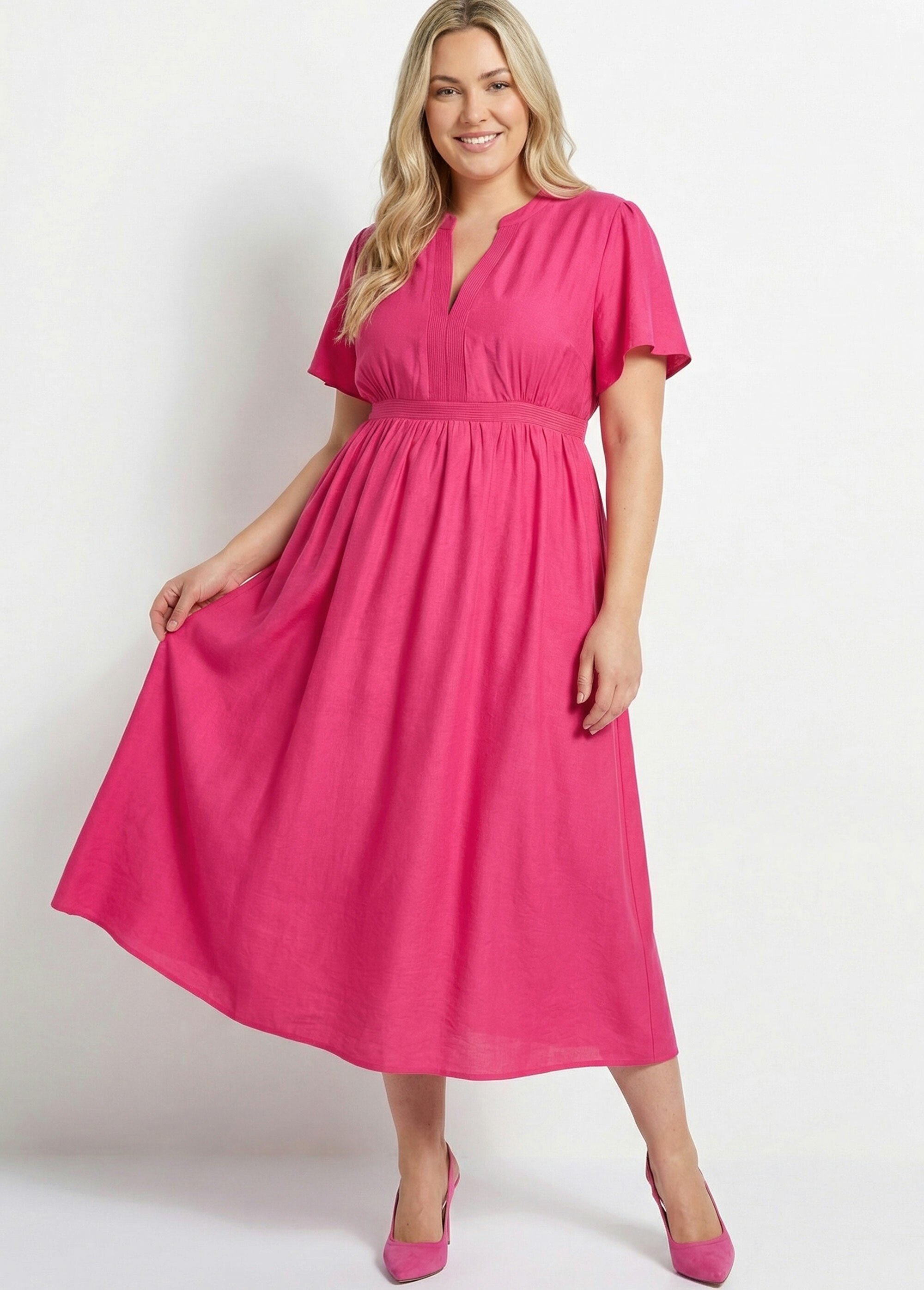 Robe longue surpiqures encolure + taille