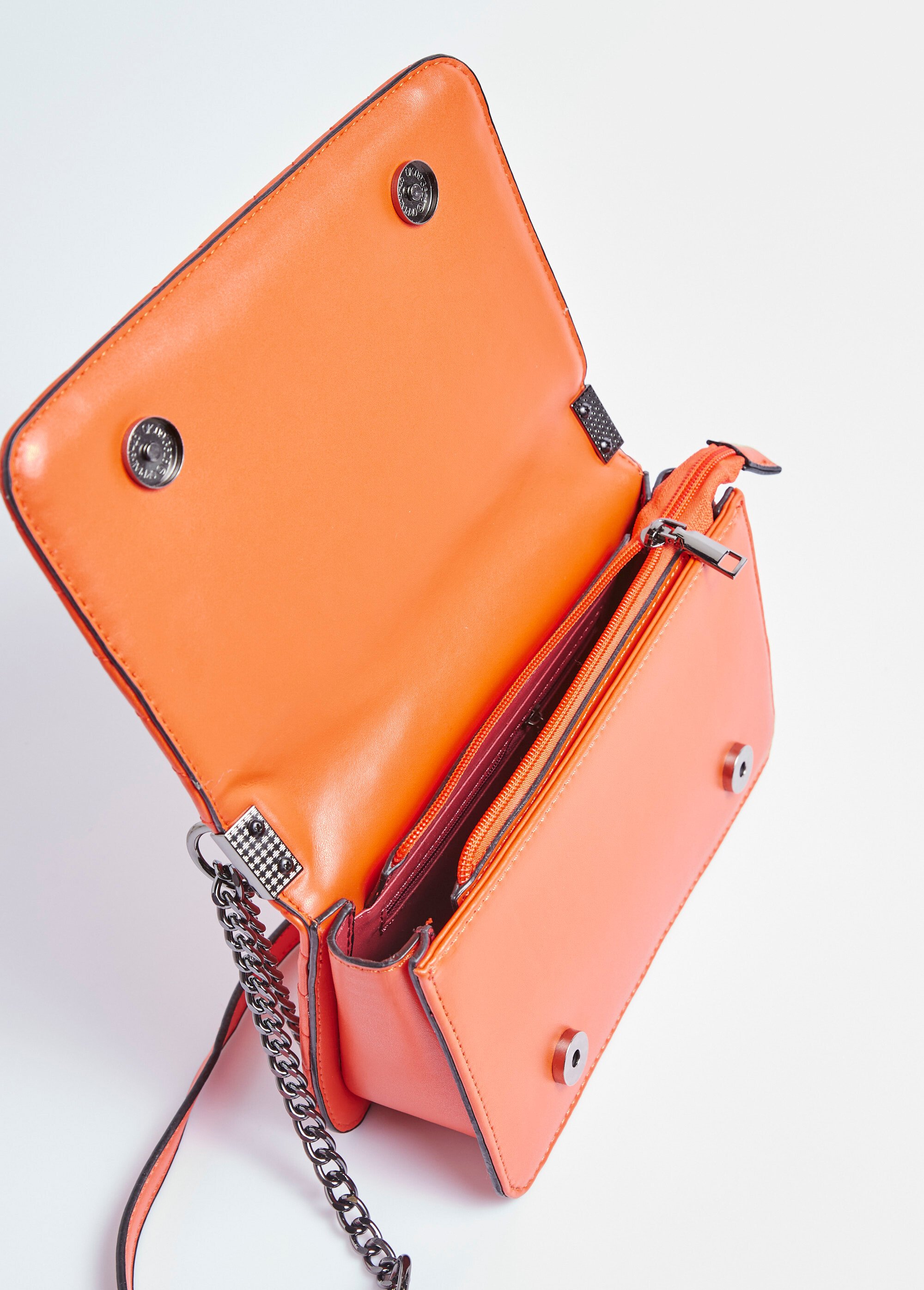 Sac pochette matelassé surpiqûres chevrons Femme Orange BAG-M209 DE1