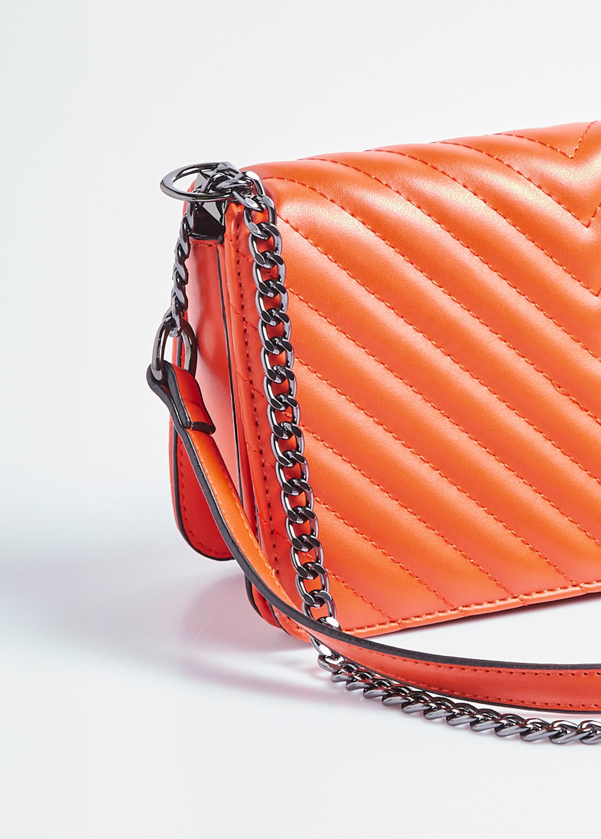 Sac pochette matelassé surpiqûres chevrons Femme Orange BAG-M209 DE2