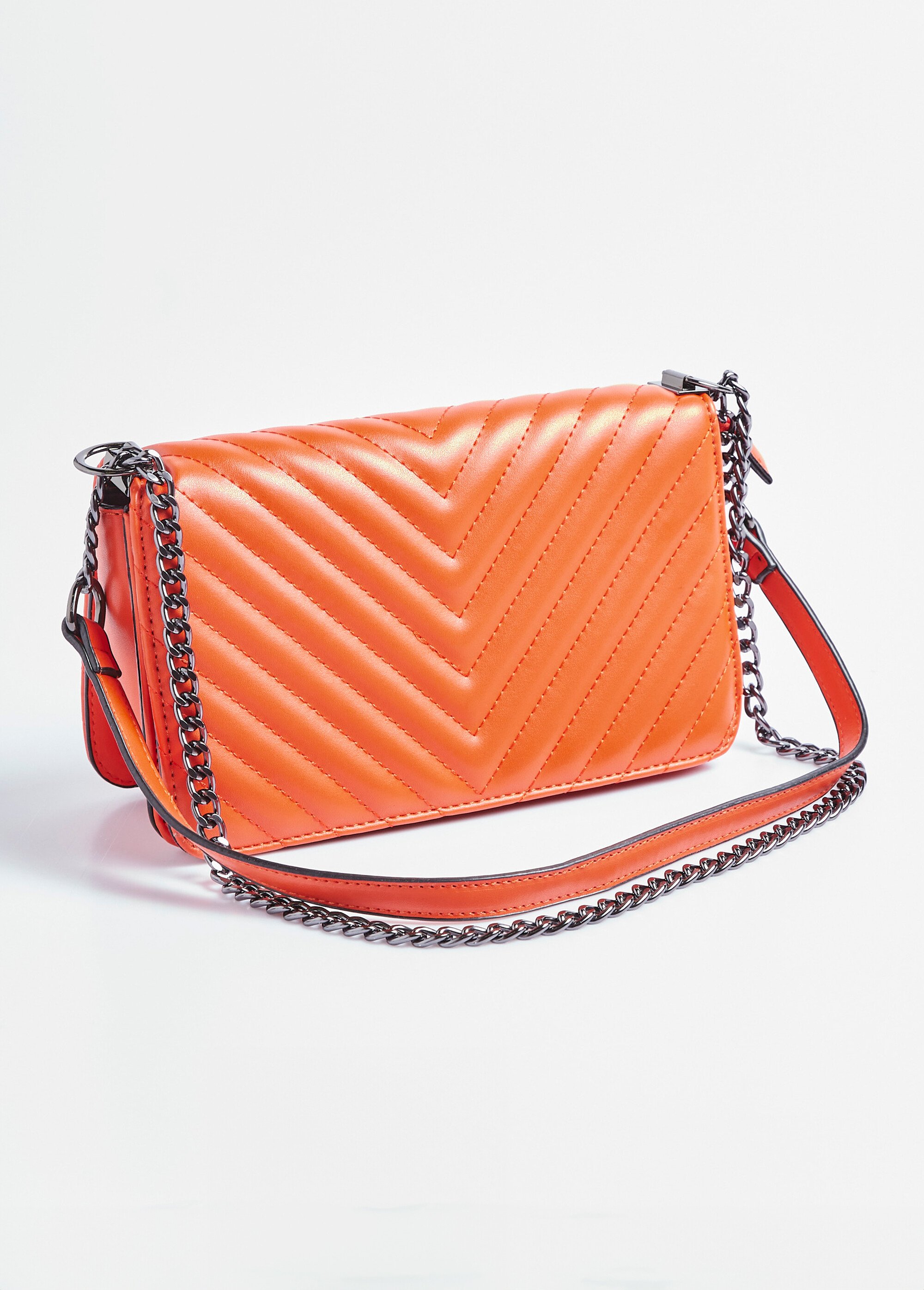 Sac pochette matelassé surpiqûres chevrons Femme Orange BAG-M209 FA1
