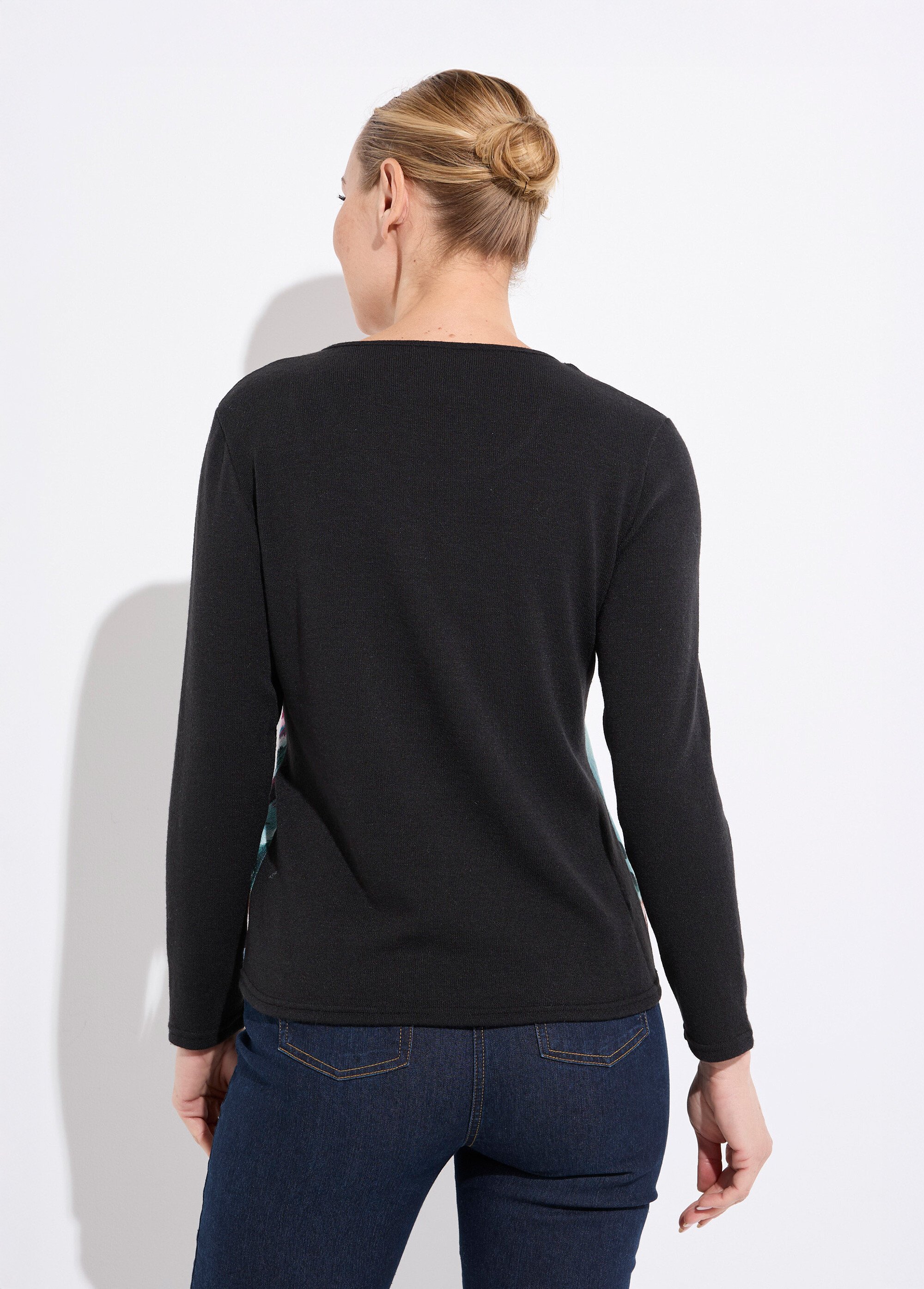 T-shirt chaud uni motif devant manches longues