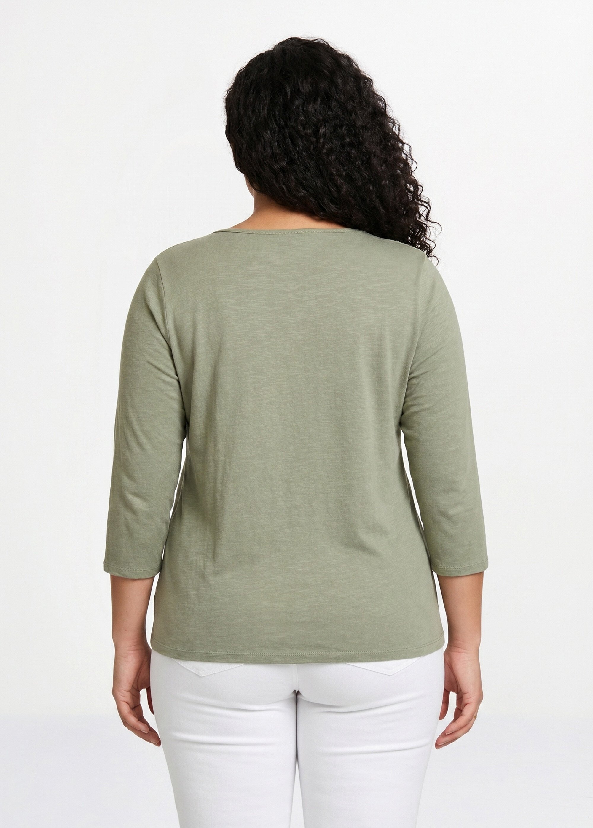 T-shirt coton et dentelle manches 3/4