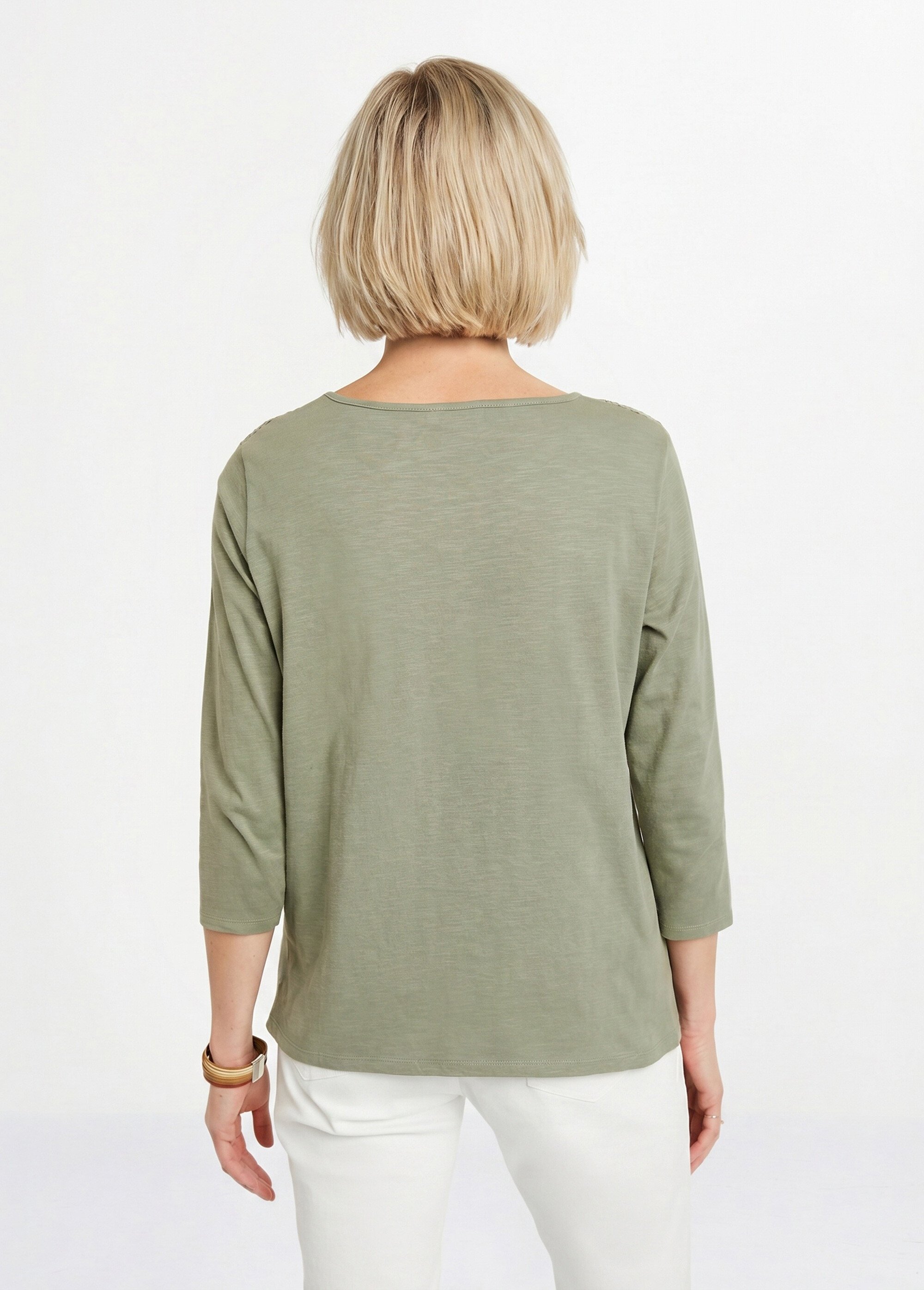 T-shirt coton et dentelle manches 3/4