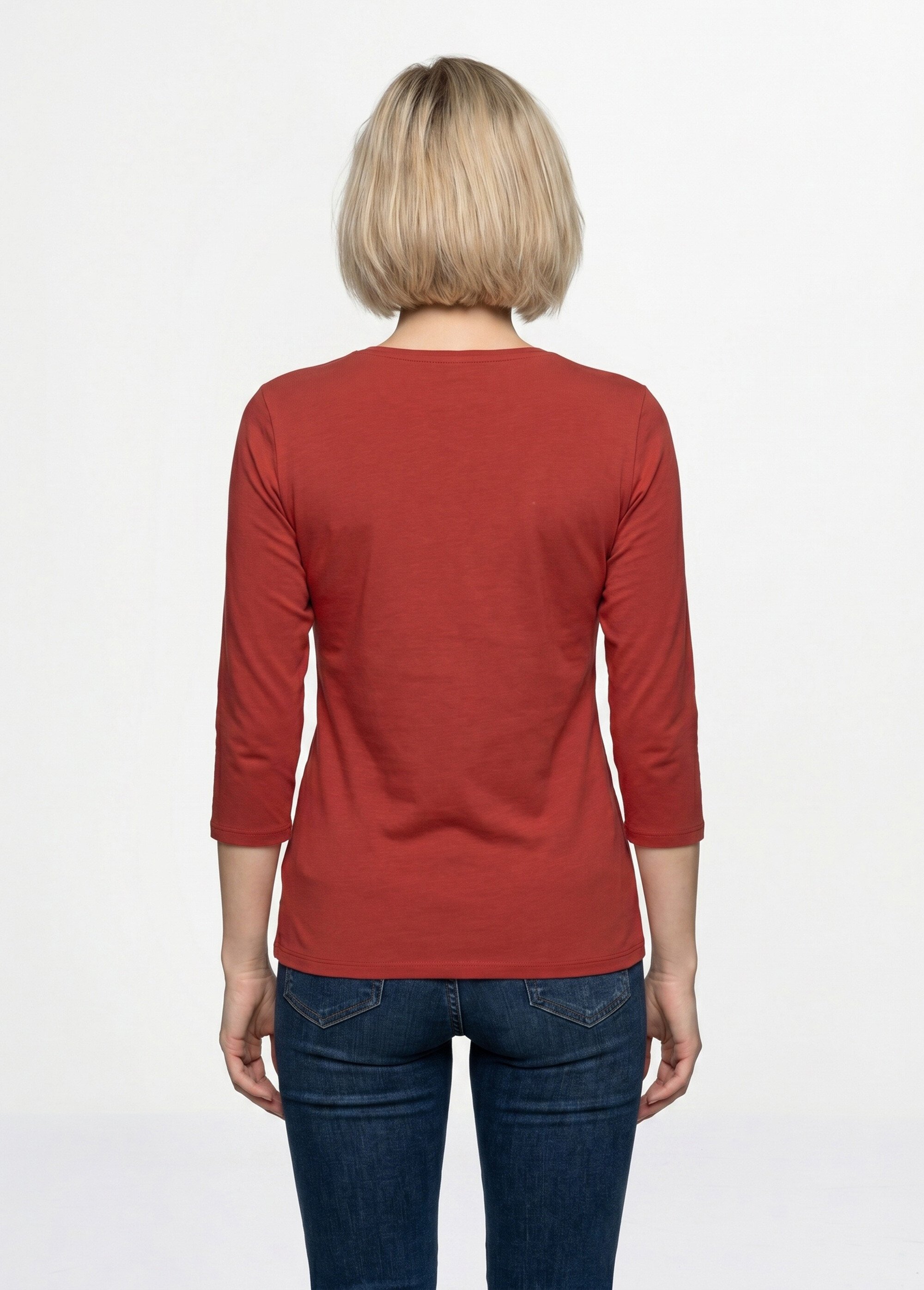 T-shirt coton et dentelle manches 3/4 Femme Rouge CENTAURE DO1