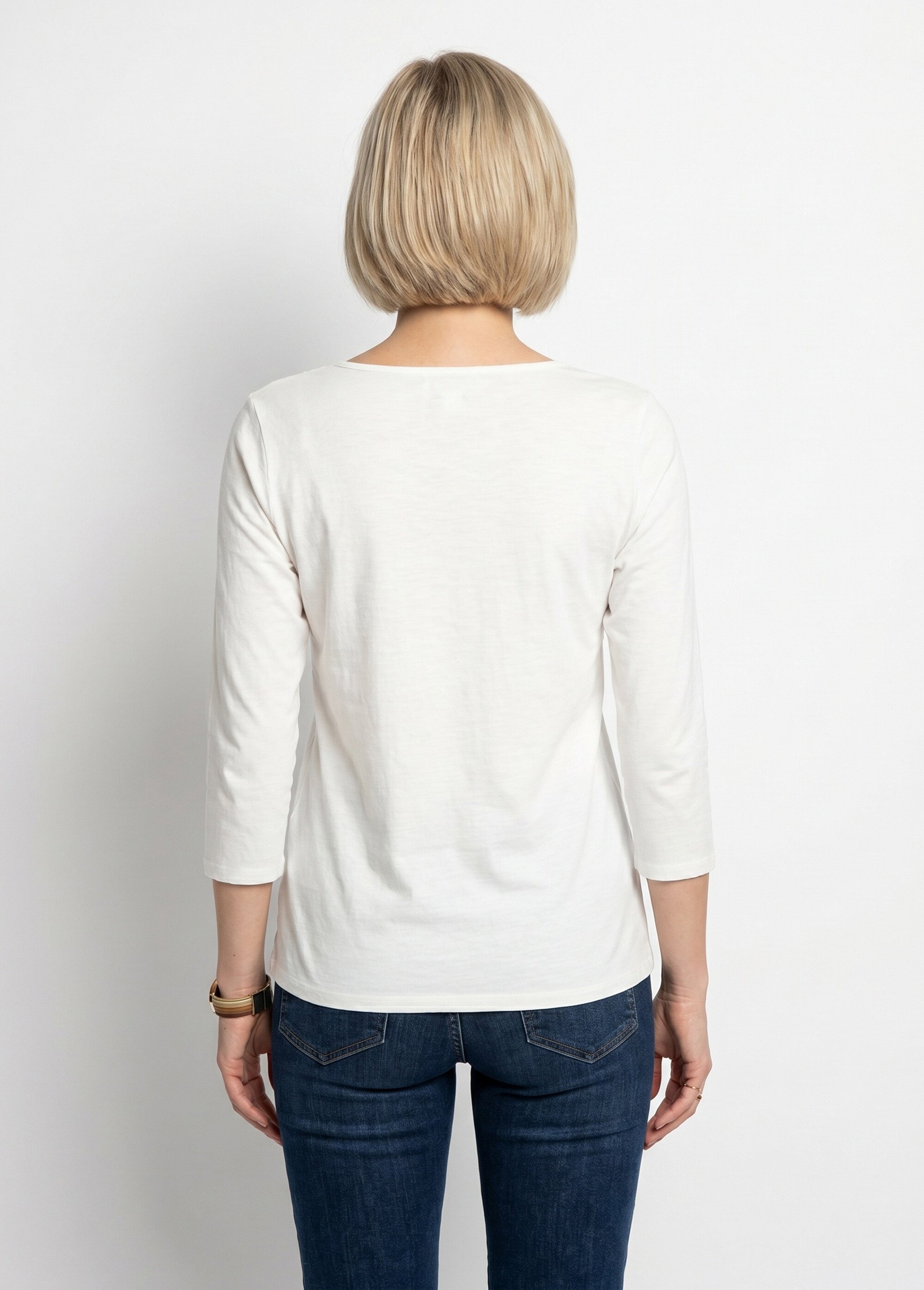 T-shirt coton et dentelle manches 3/4