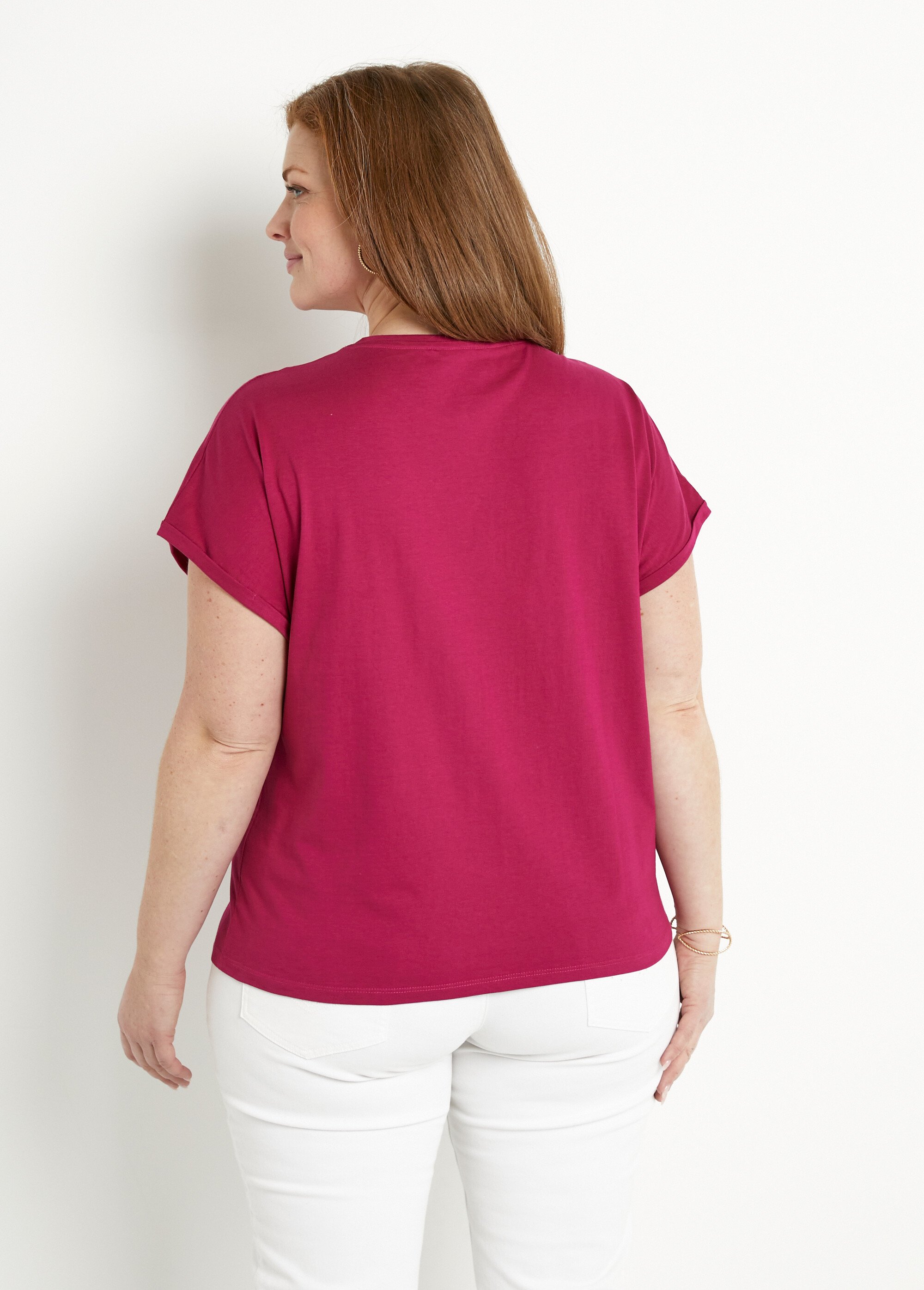 T-shirt coton uni sequins manches courtes