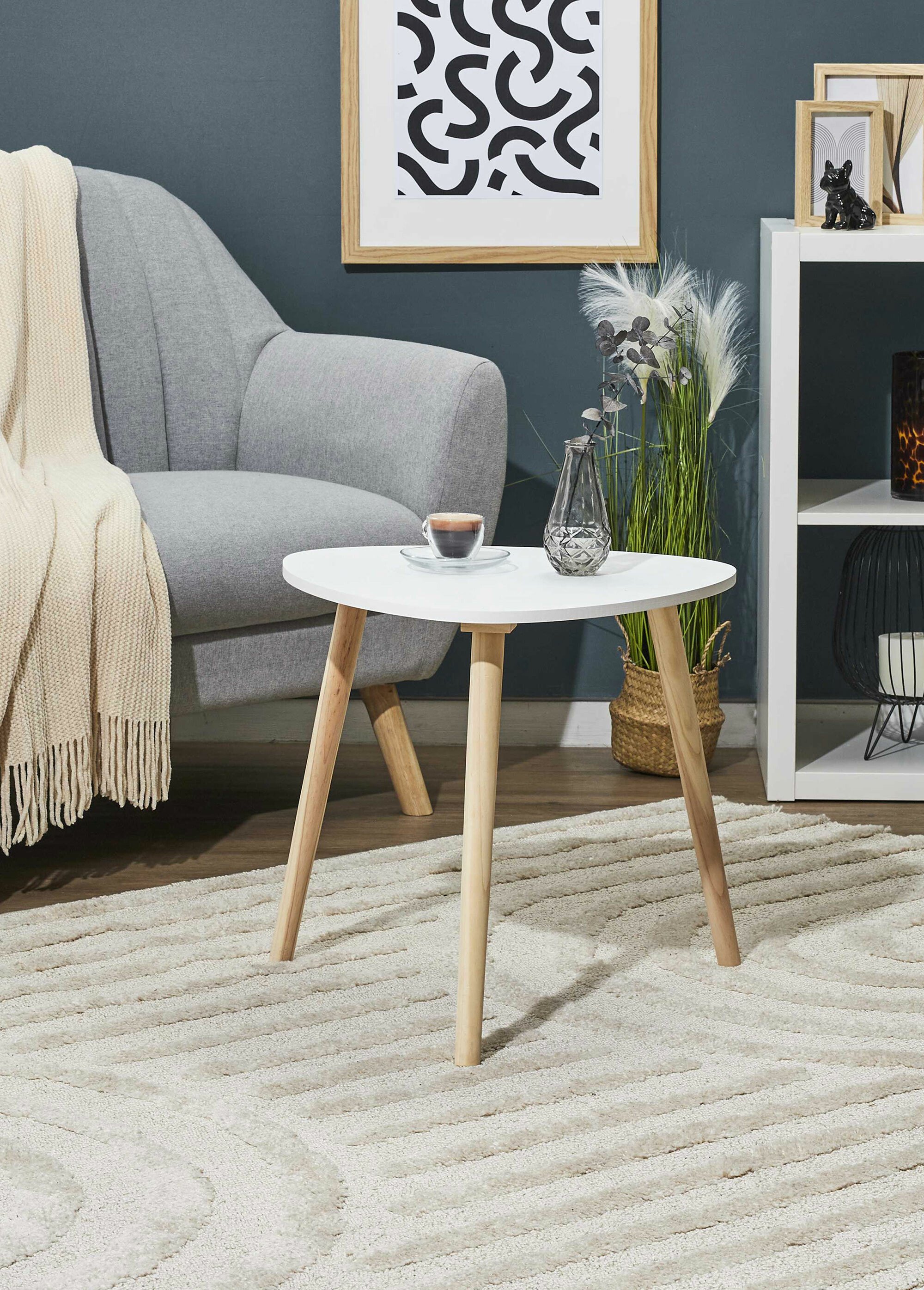 Table d'appoint forme galet, clair BLANC ET MARRON CMP-HD0496 SI1