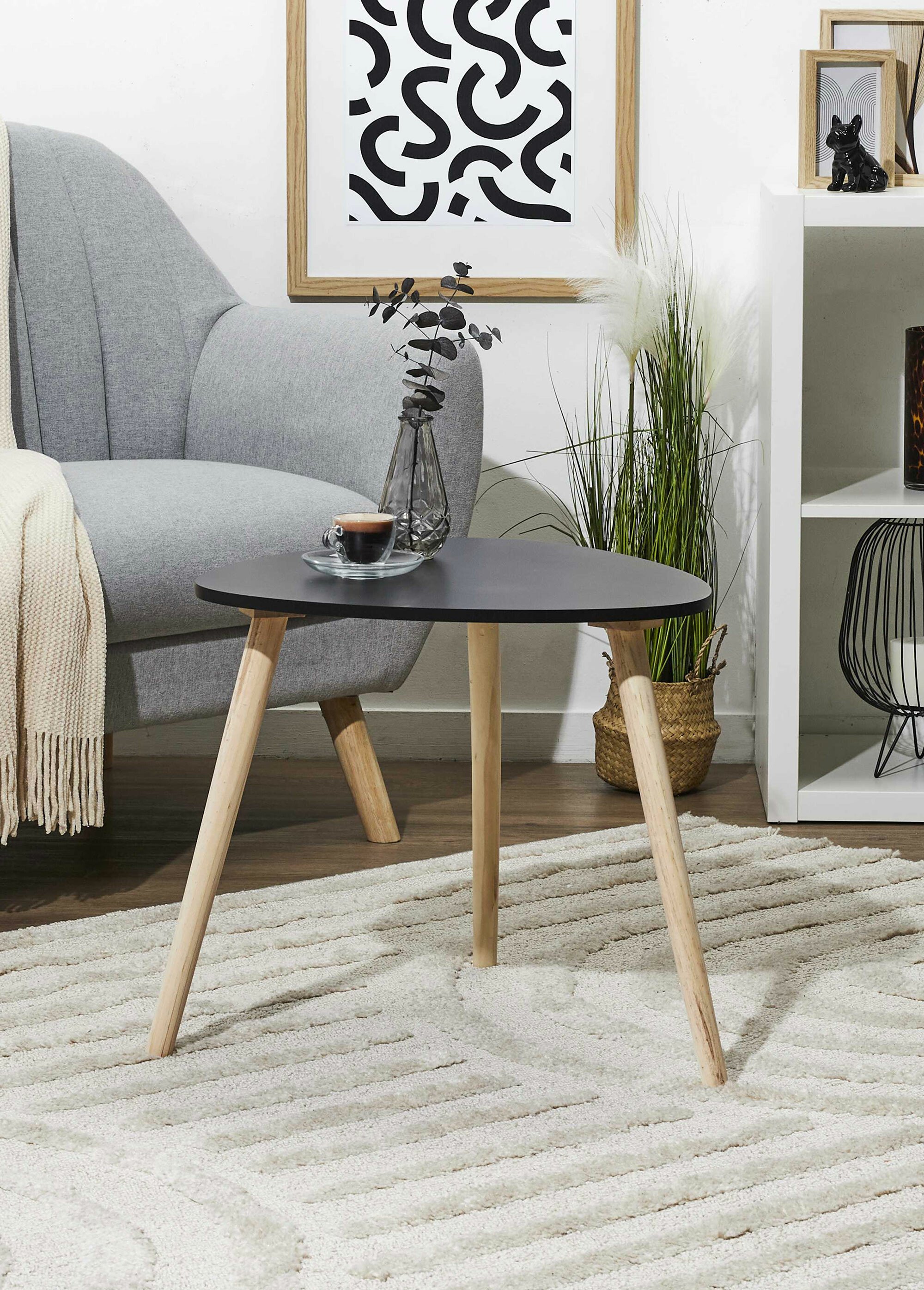 Table d'appoint forme galet, foncé NOIR CMP-HD0497 SI1