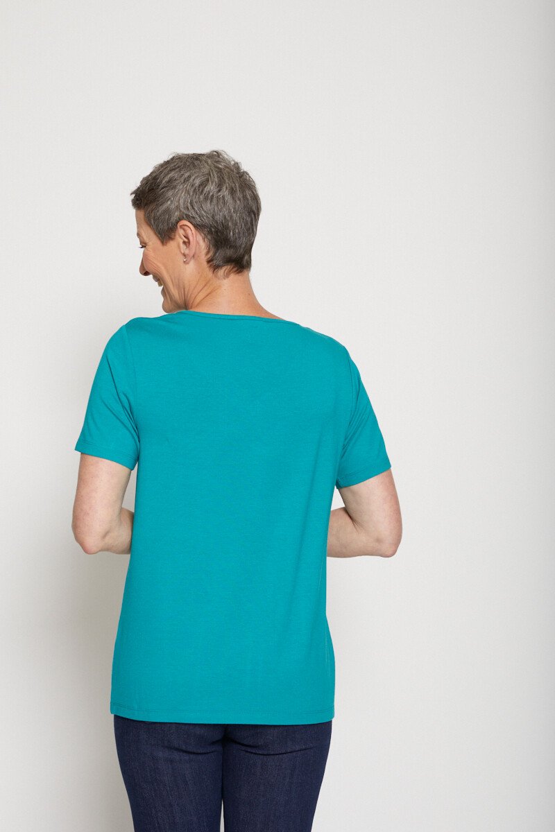 T-shirt jersey col V avec galon irisé