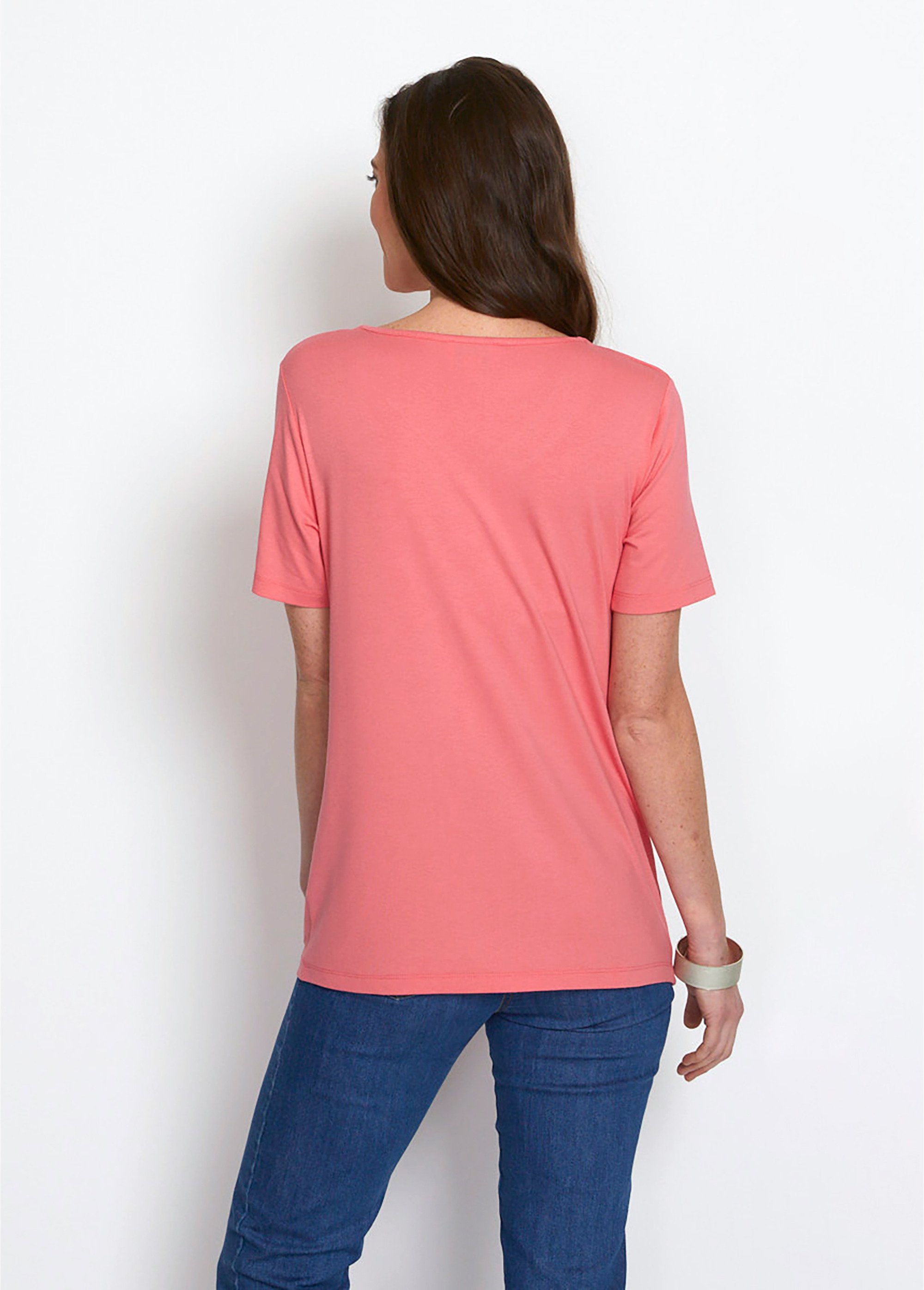 T-shirt jersey col V avec galon irisé
