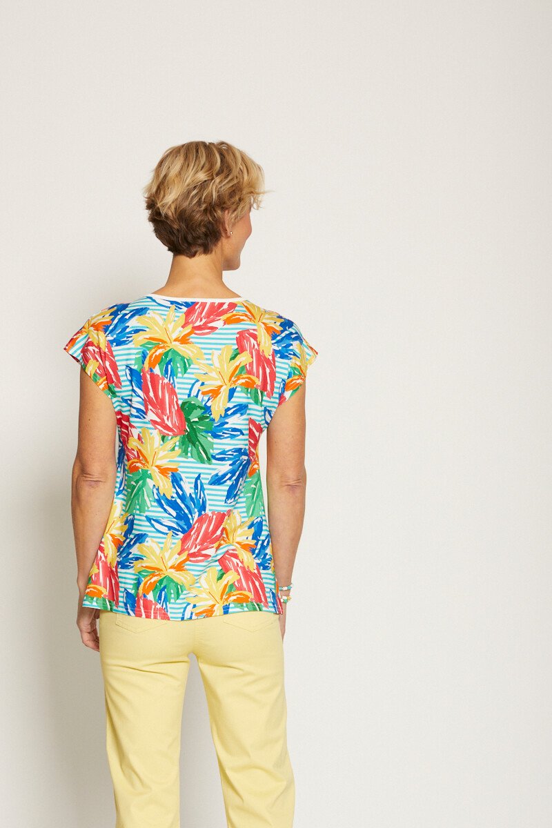 T-shirt imprimé manches courtes kimono