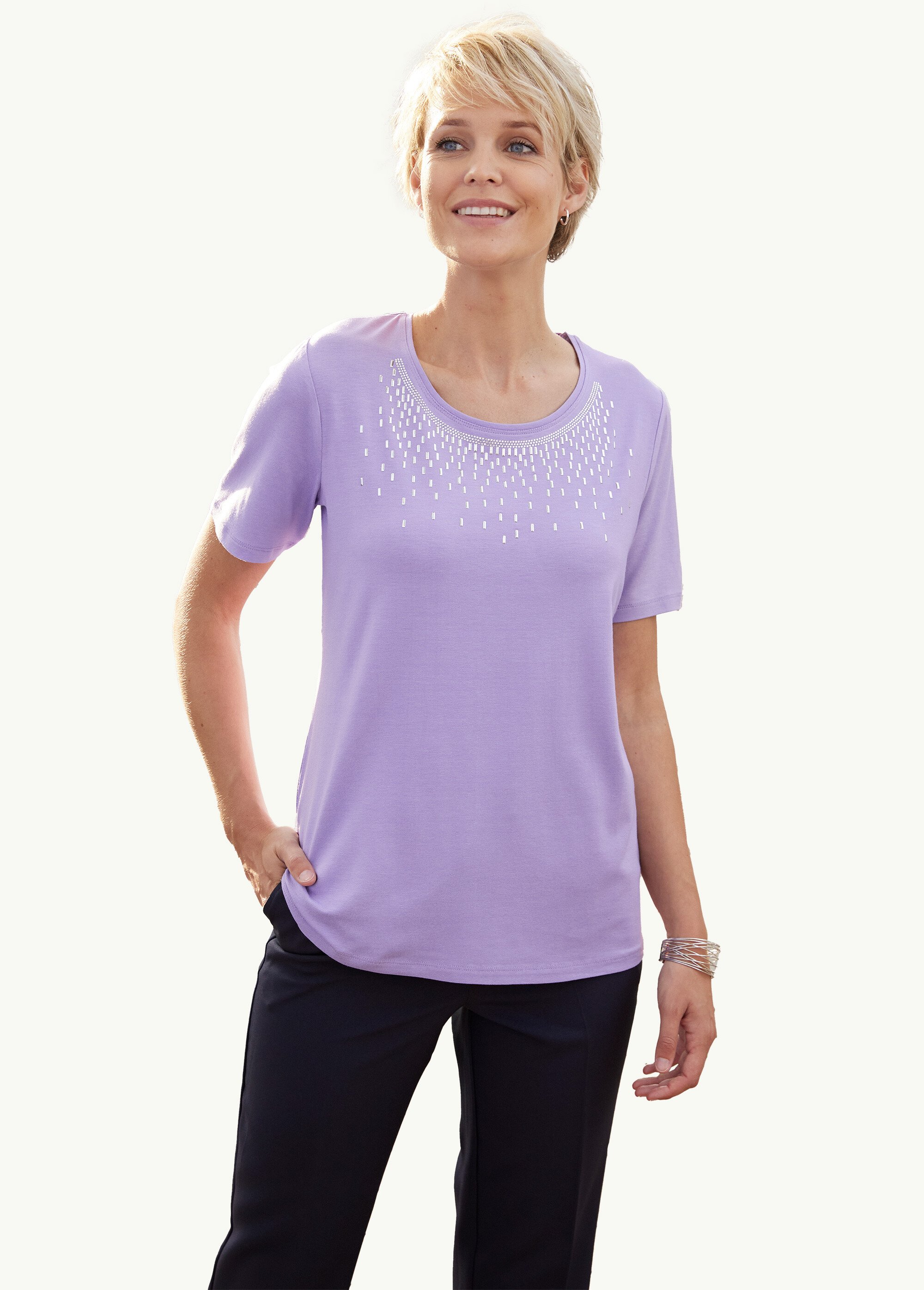 T-shirt jersey fantaisie clouté strass