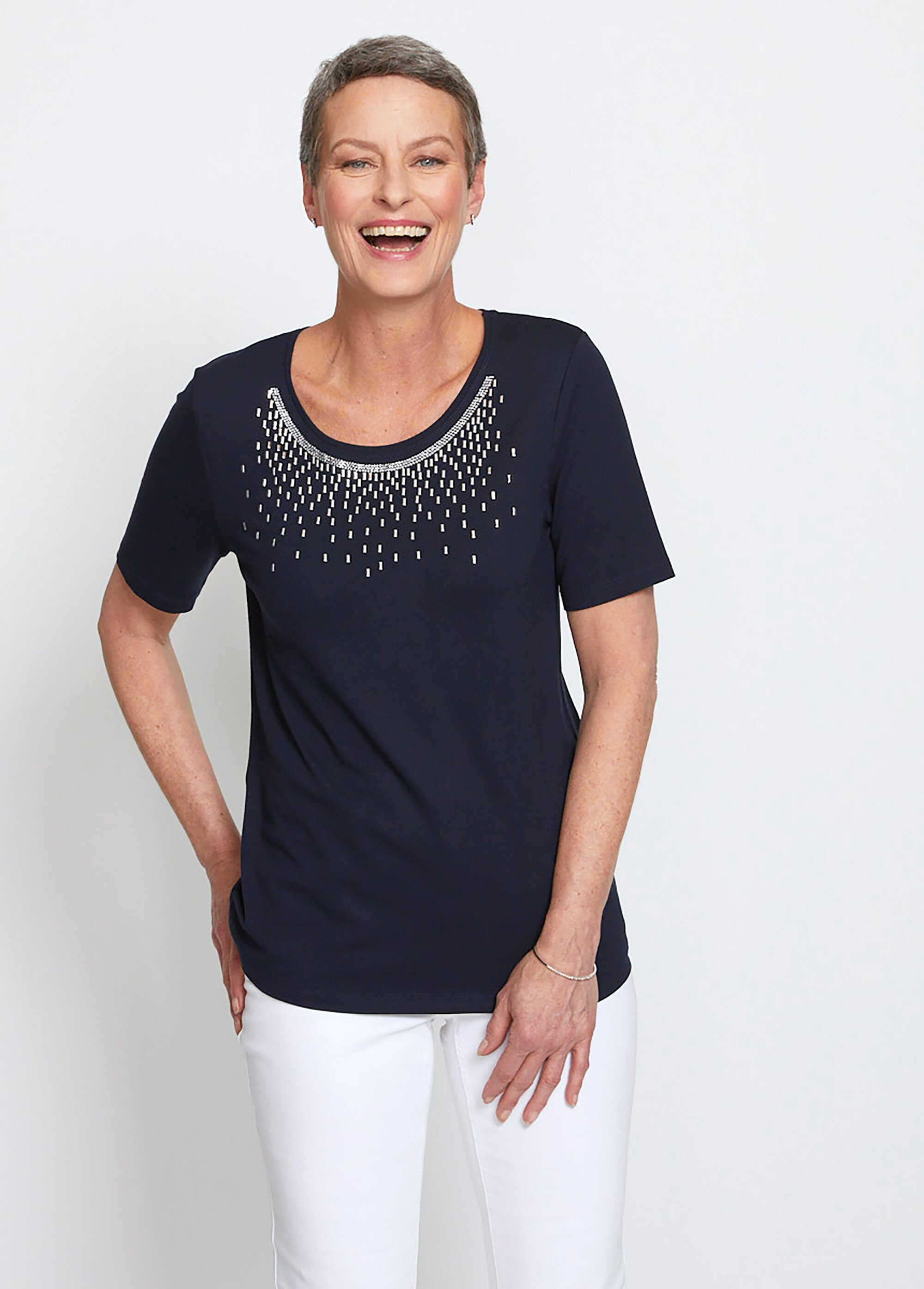 T-shirt jersey fantaisie clouté strass