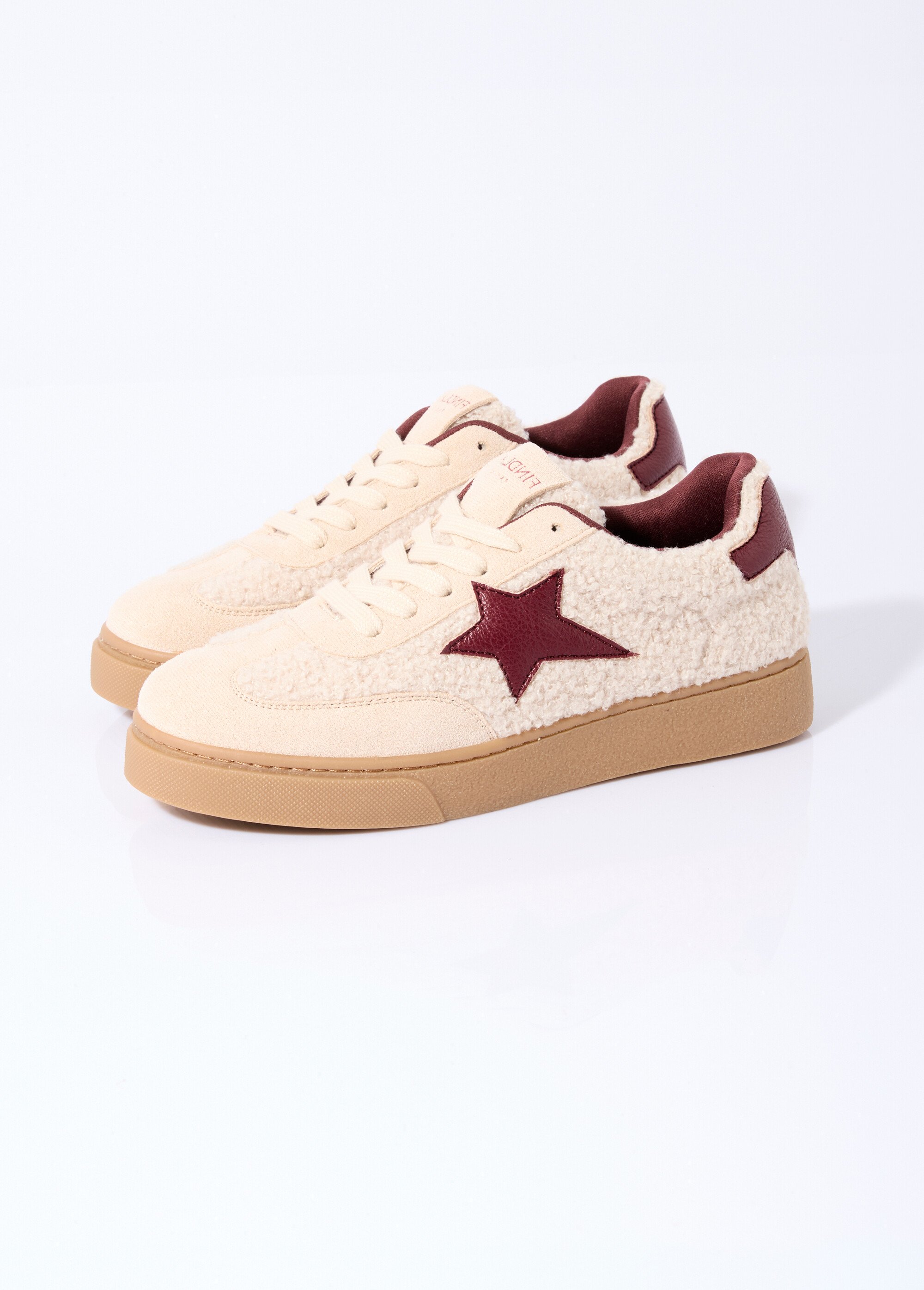 Baskets aspect laineux  et motif étoile Femme Beige COVFY1055 DE1