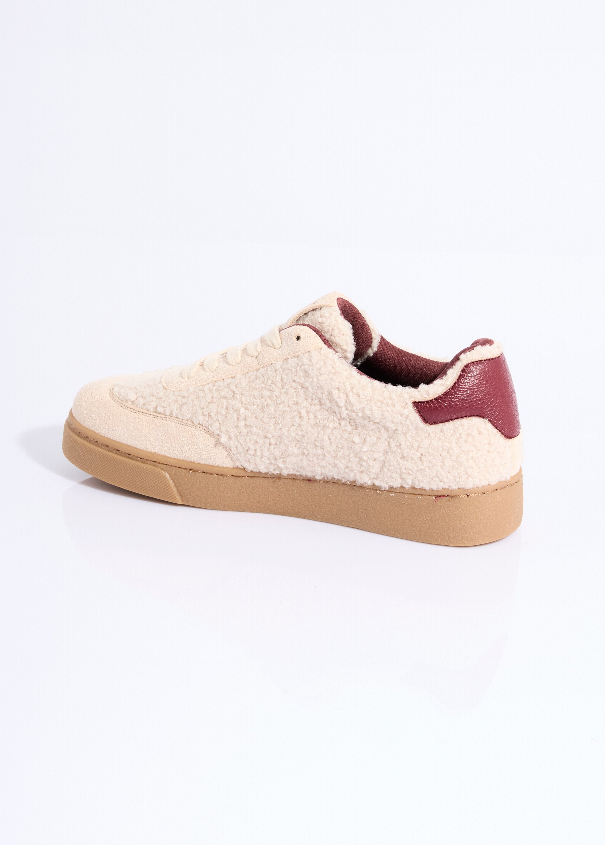 Baskets aspect laineux  et motif étoile Femme Beige COVFY1055 DO1