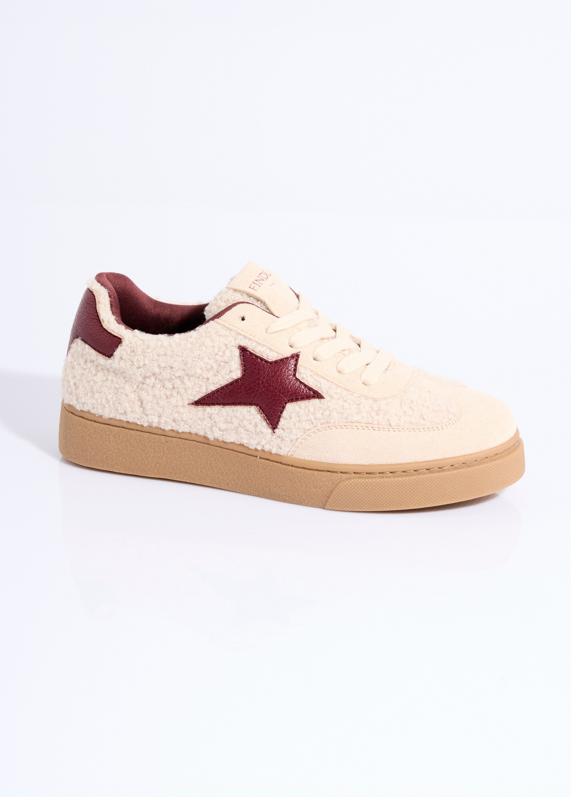 Baskets aspect laineux  et motif étoile Femme Beige COVFY1055 FA1