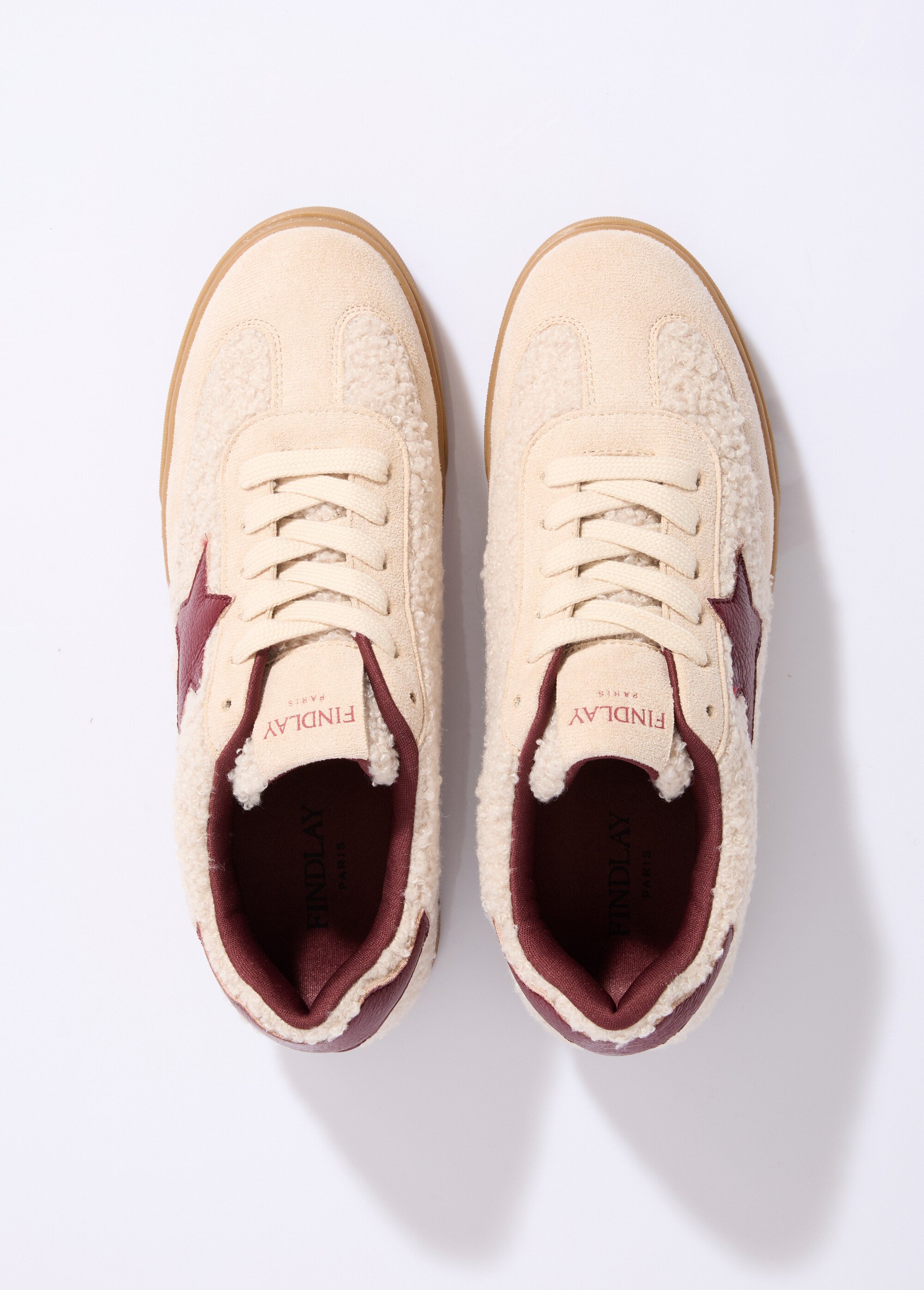 Baskets aspect laineux  et motif étoile Femme Beige COVFY1055 OV1