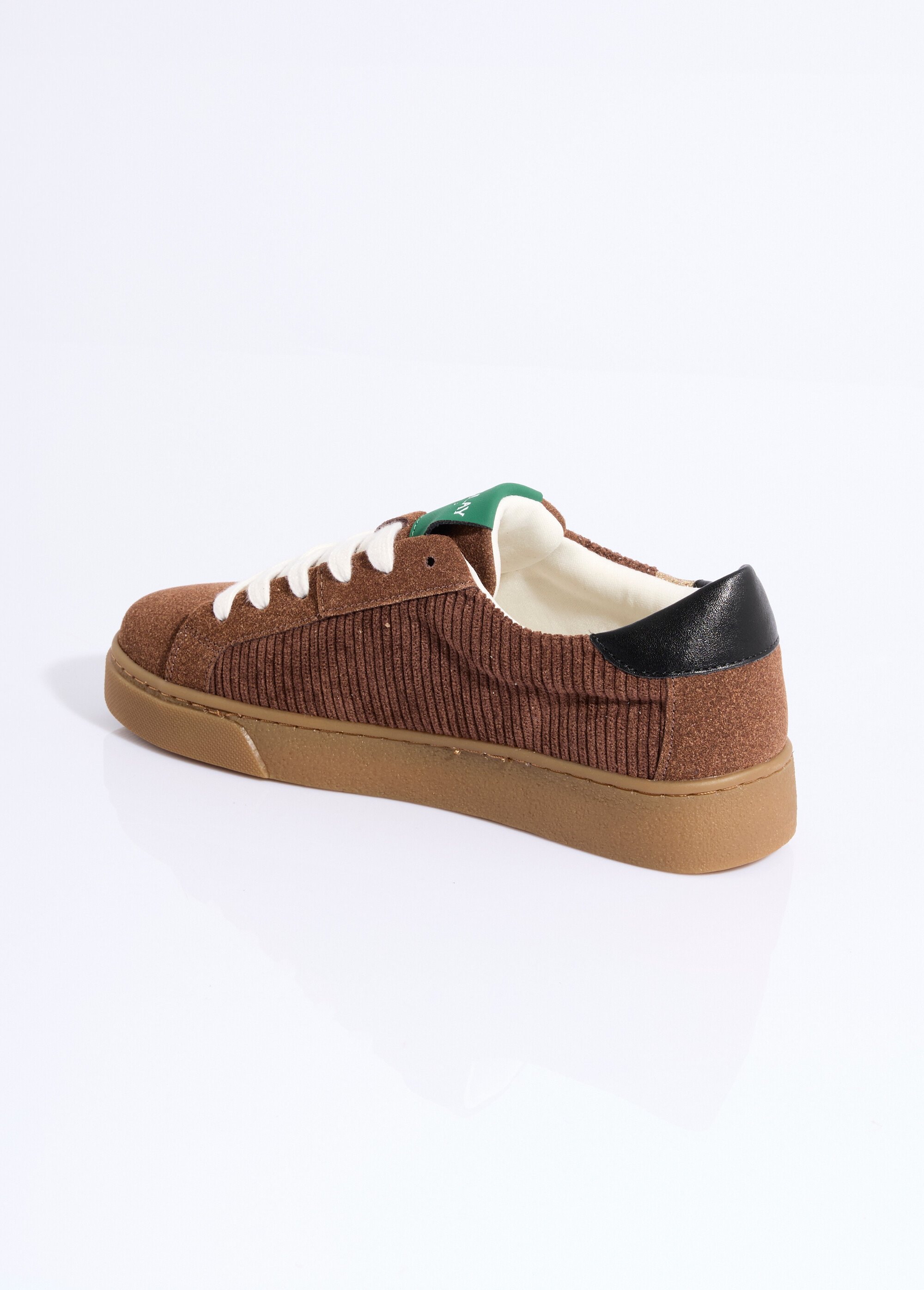 Baskets en velours cotelé et suédine Femme Marron COVFY1068 DO1