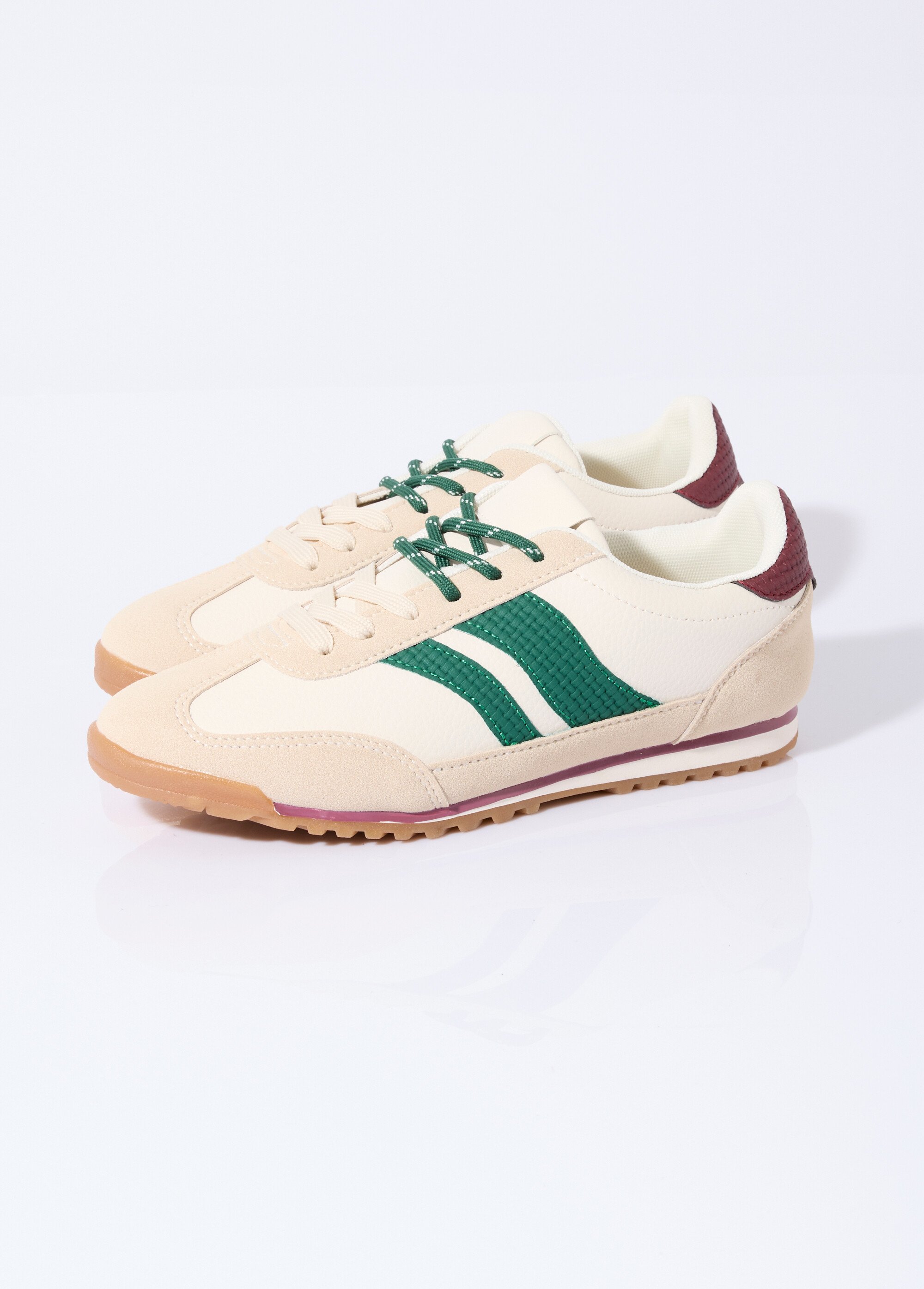 Baskets multimatières + 2 paires lacets Femme Vert ERY9158 DE1