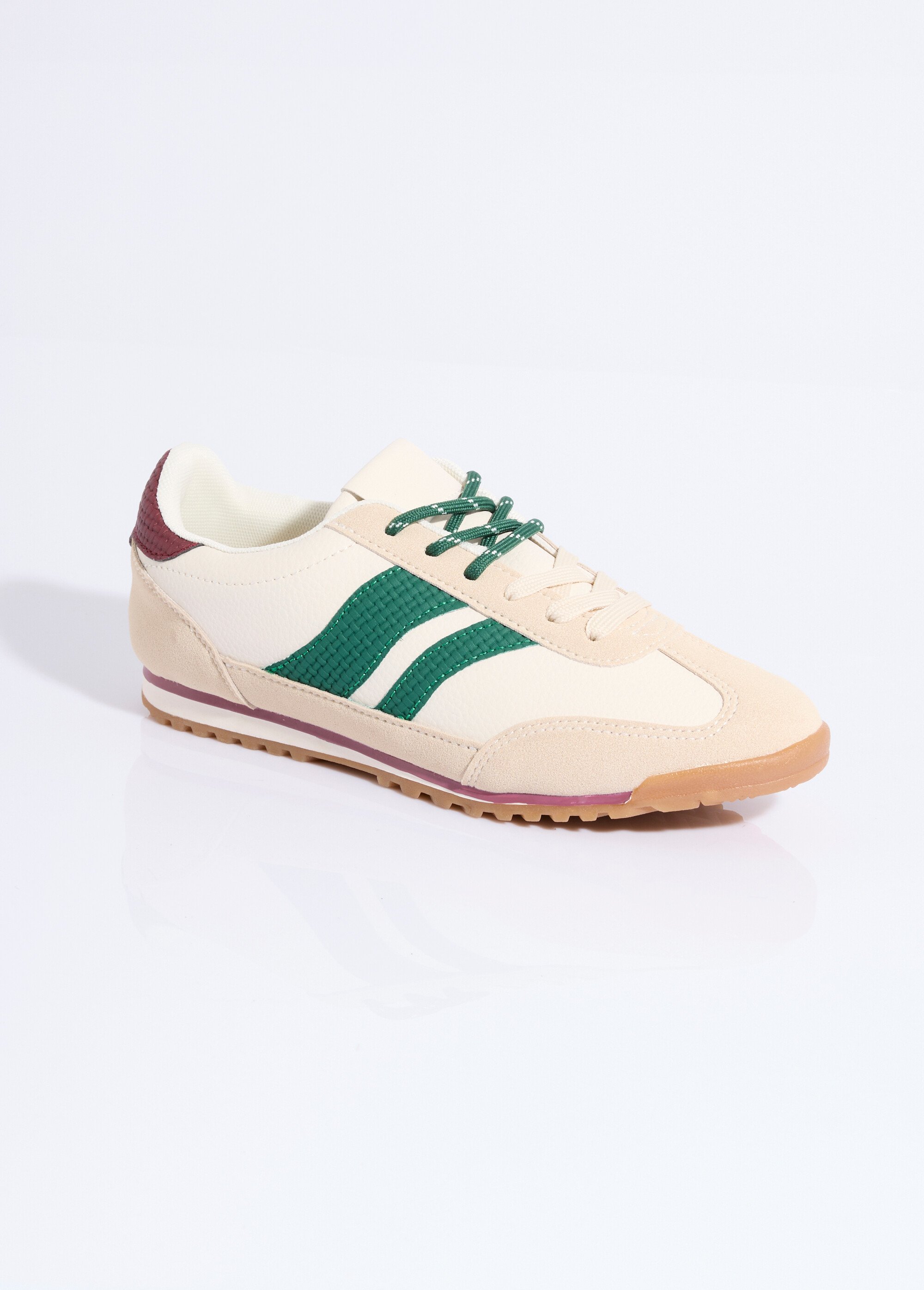 Baskets multimatières + 2 paires lacets Femme Vert ERY9158 FA1