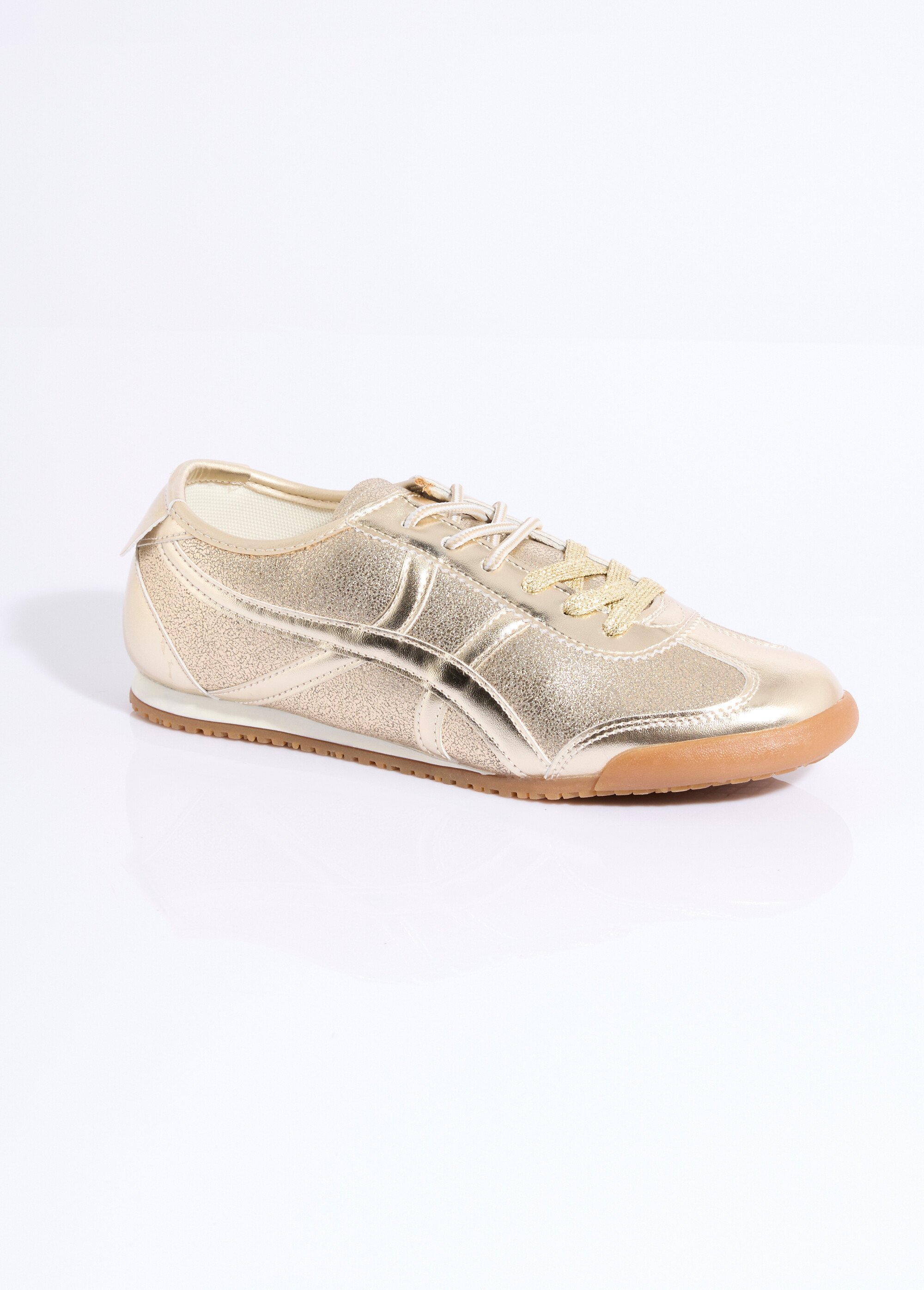 Baskets semelle fine avec empiècements Femme Doré ERY9159 FA1