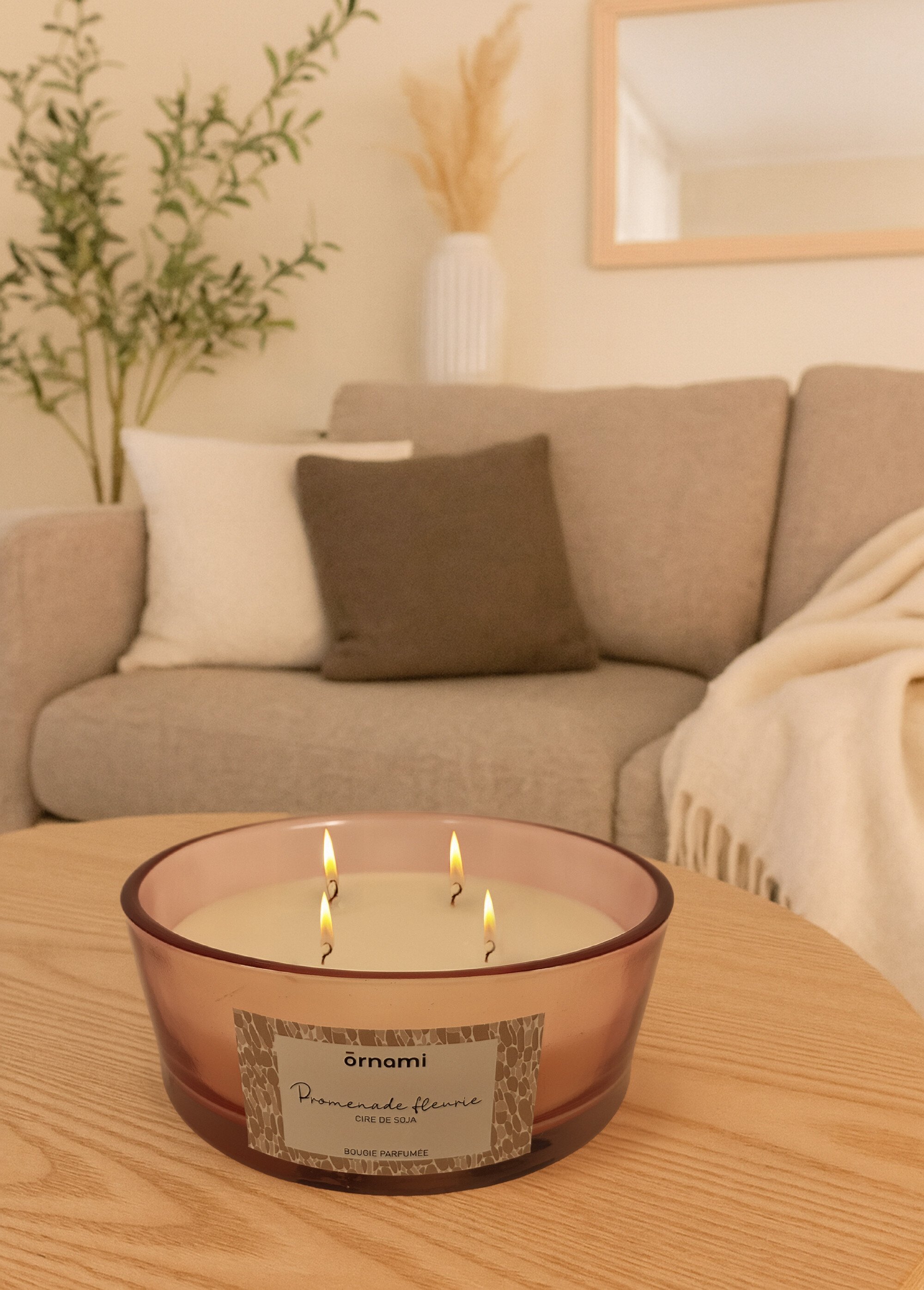 Bougie parfumée 4 mèches, Bouquet de Printemps Rose NOR-27619 SI1