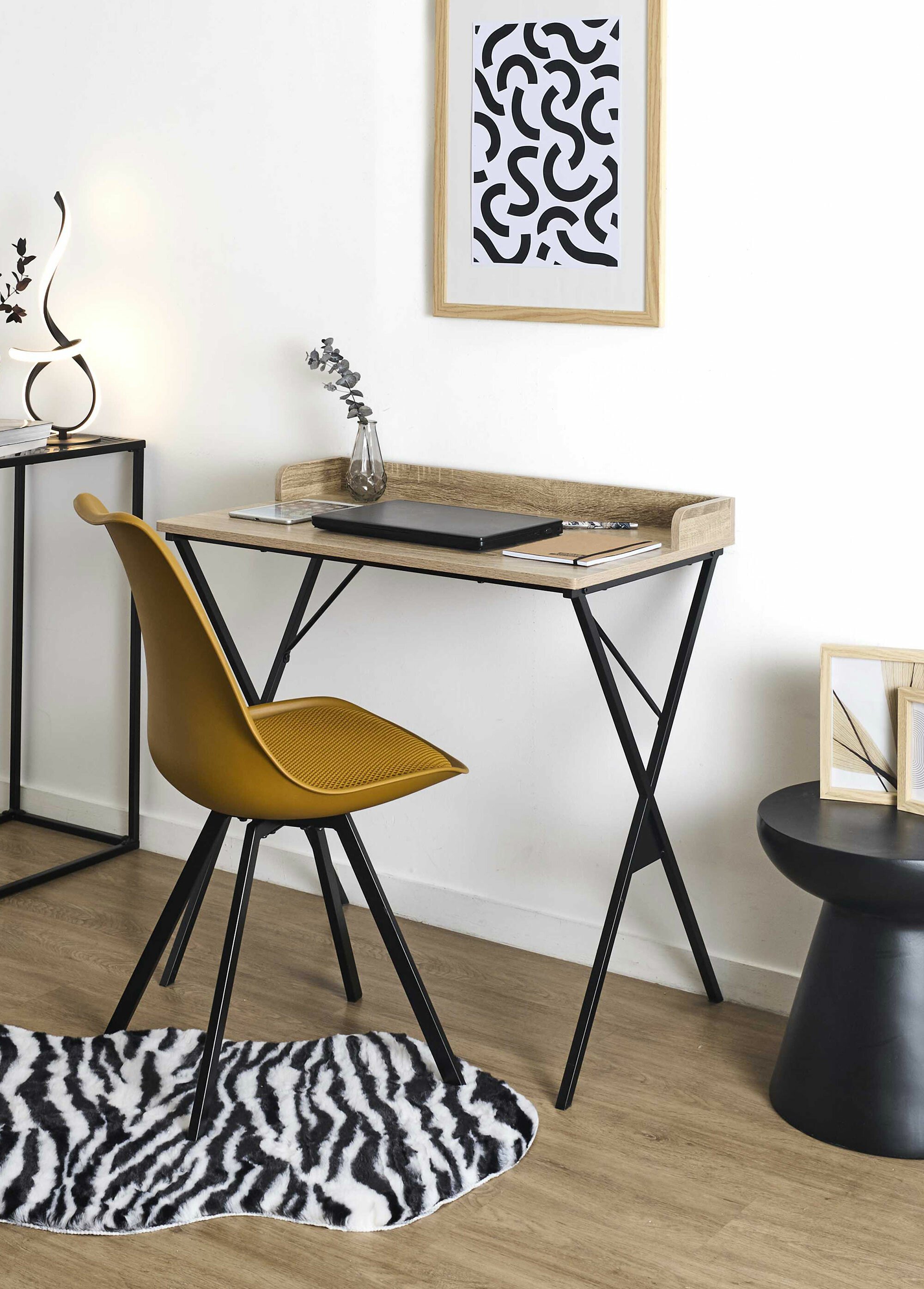 Bureau design pieds métal et bois clair MARRON CMP-HD0510 SI1