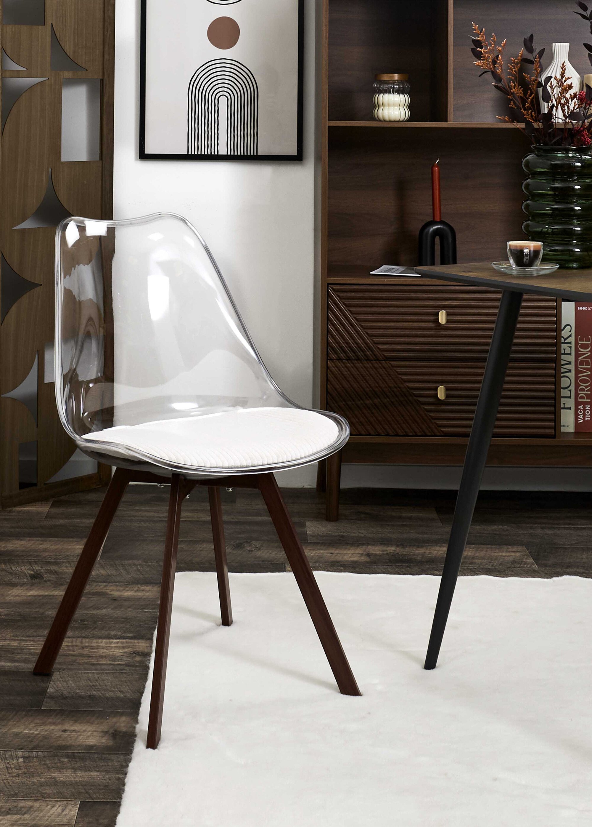 Chaise avec assise en velours cotelé 1B BEIGE CMP-HD0552 SI1