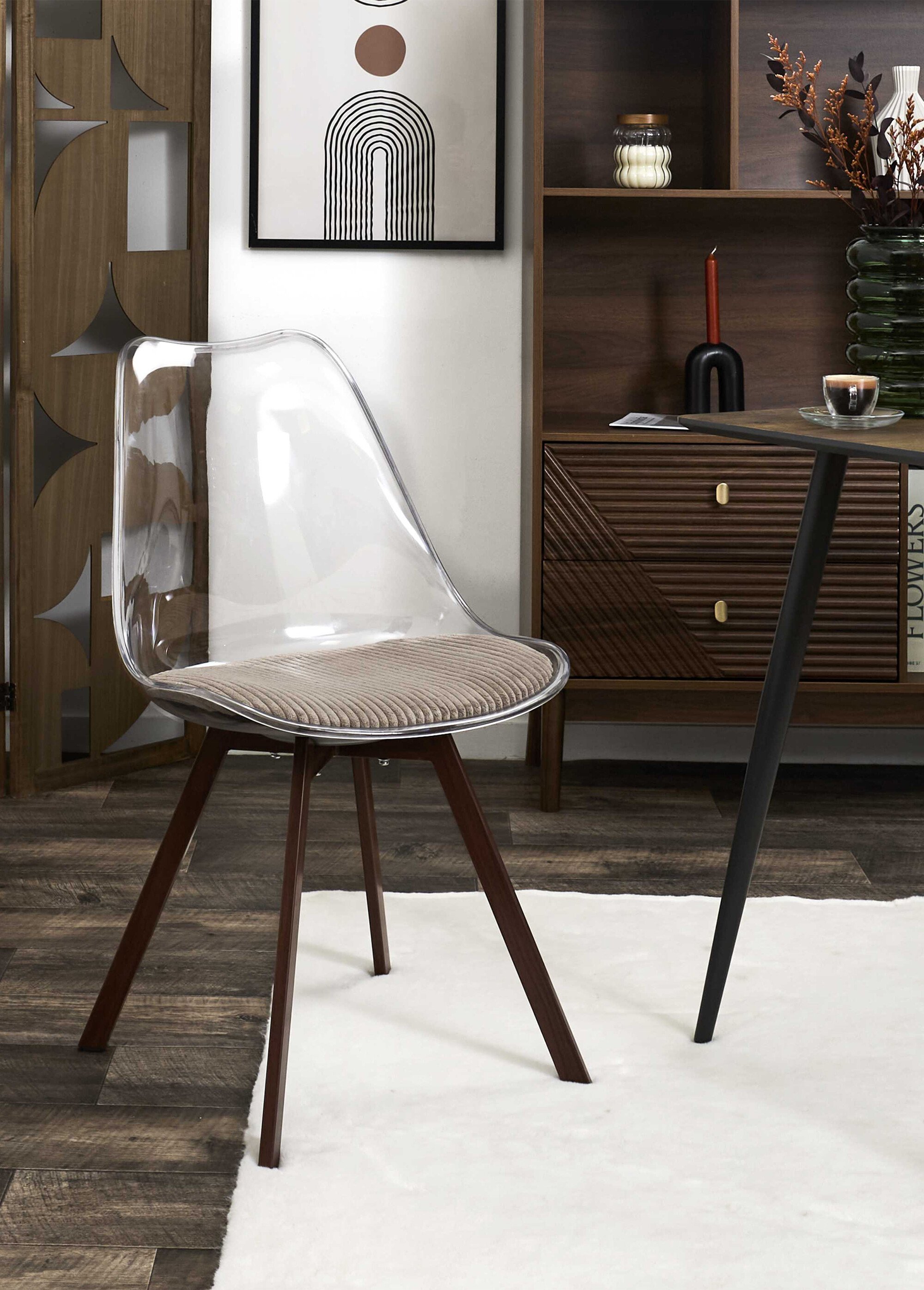 Chaise avec assise en velours cotelé 1B MARRON CMP-HD0552 SI1