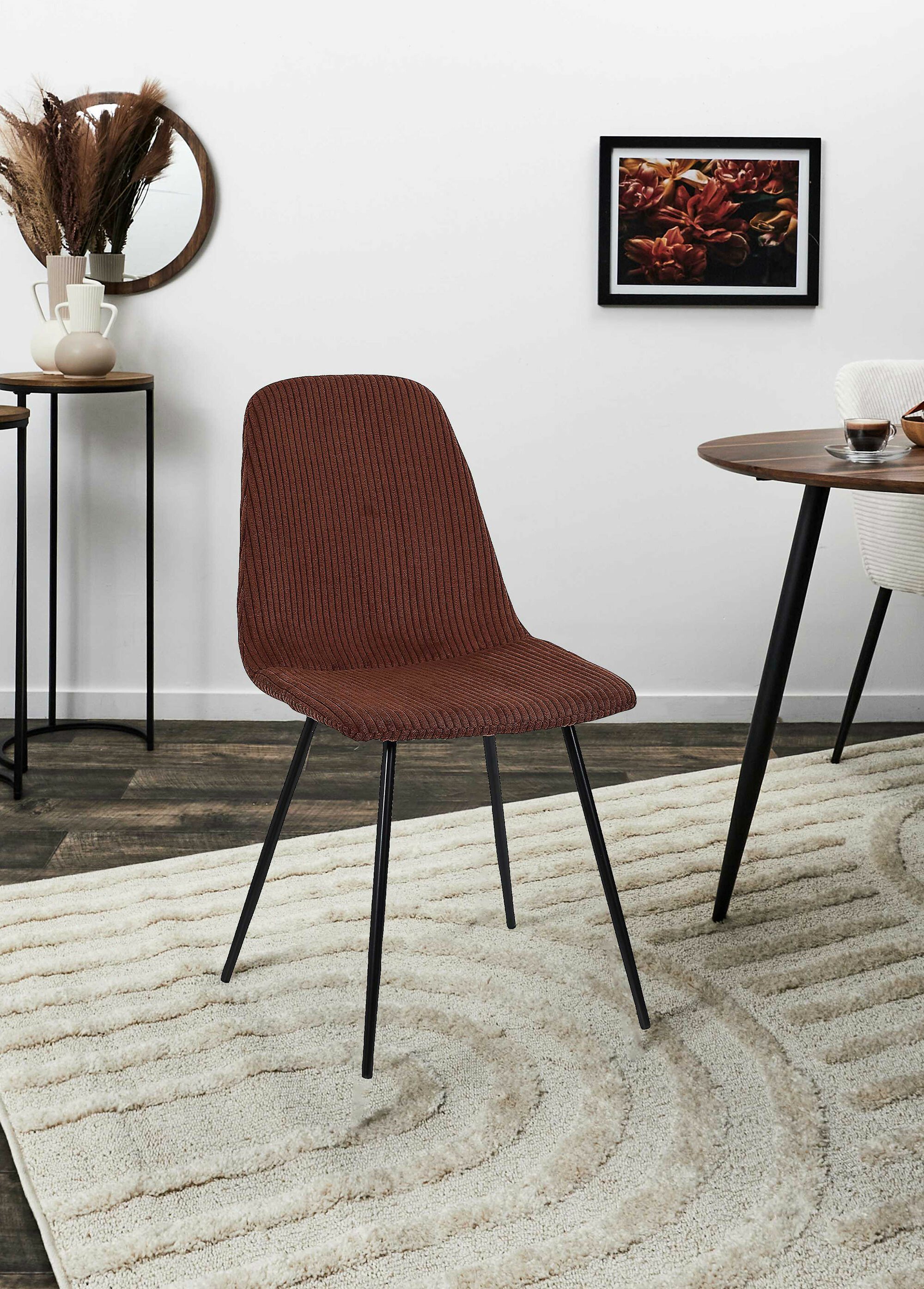 Chaise velours cotelé et pieds métal 1V TERRA CMP-HD0536 SI1