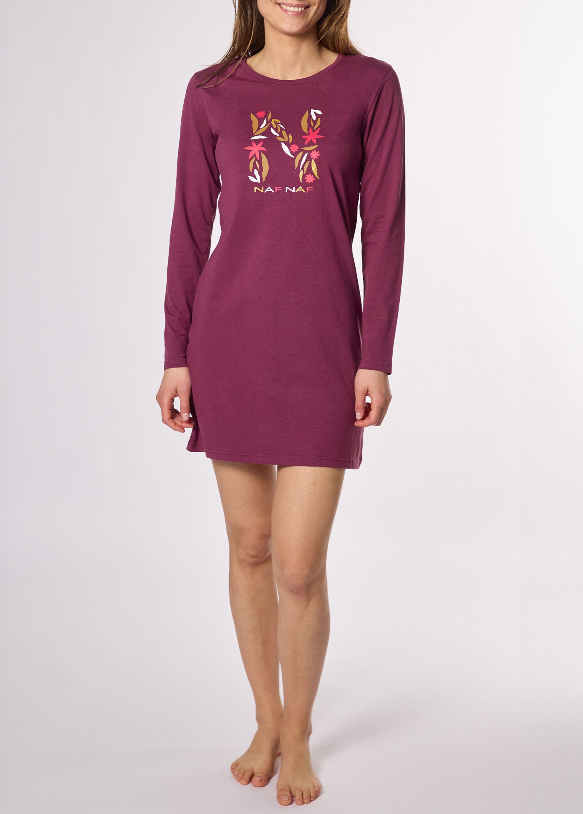 Chemise de nuit courte logo placé
