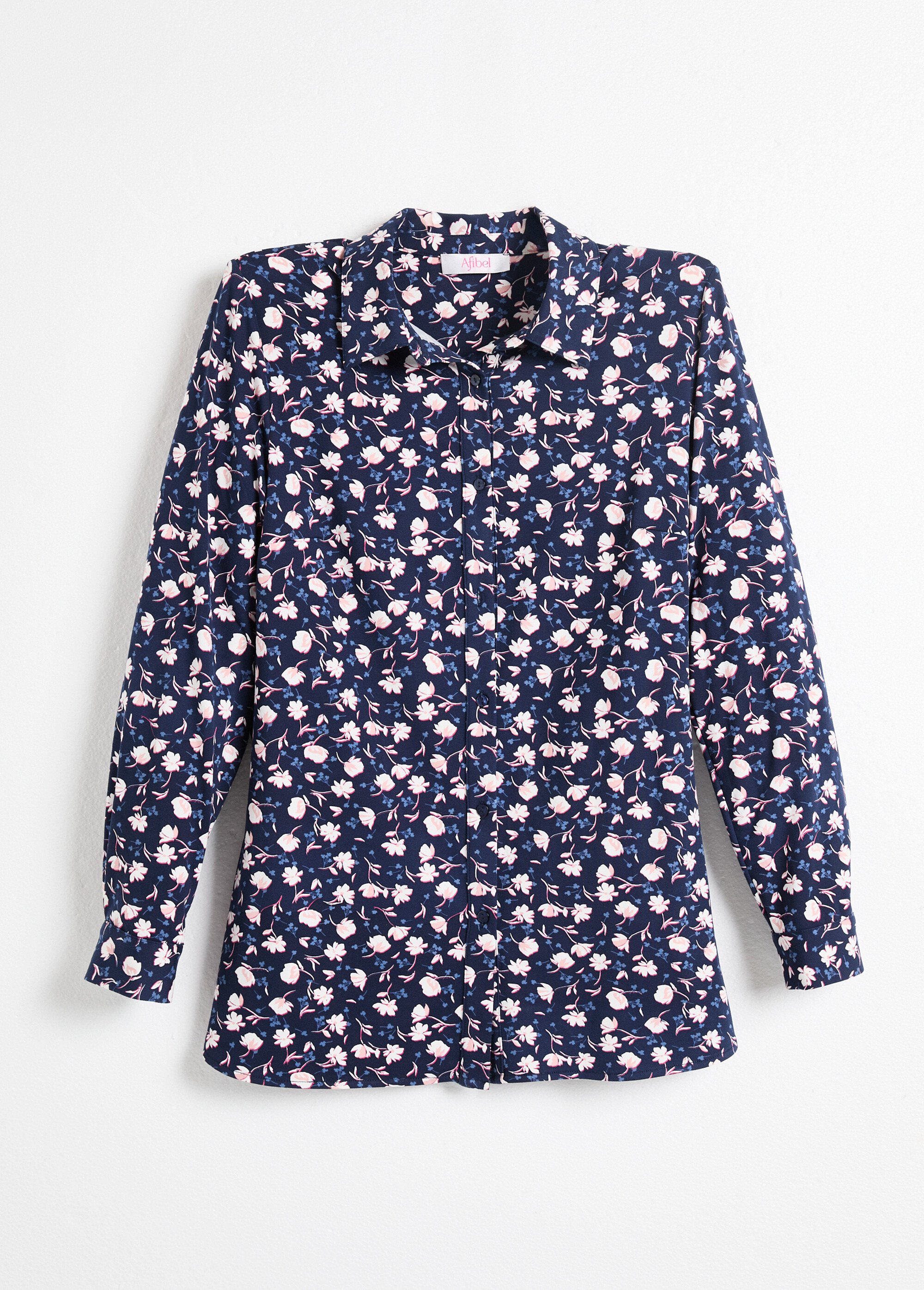 Chemisier maille chaude imprimé fleuri Femme Bleu CERISA AP1