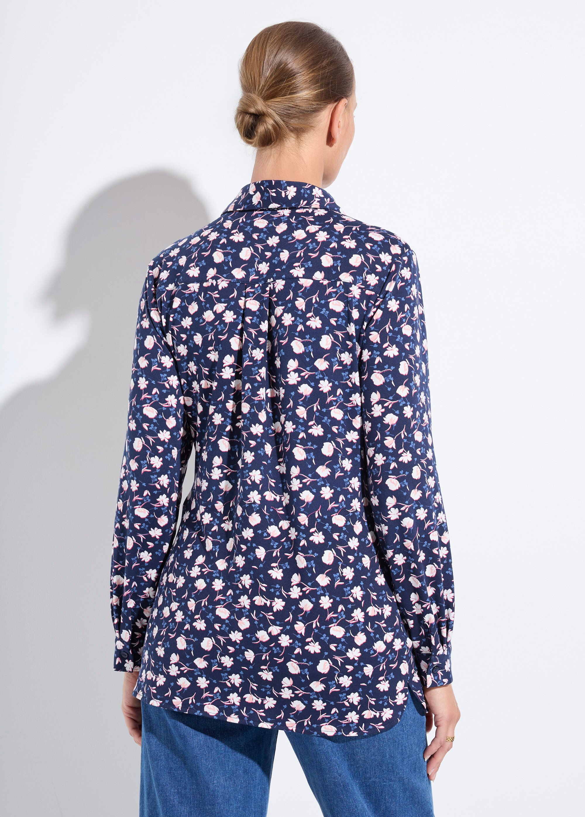 Chemisier maille chaude imprimé fleuri Femme Bleu CERISA DO1