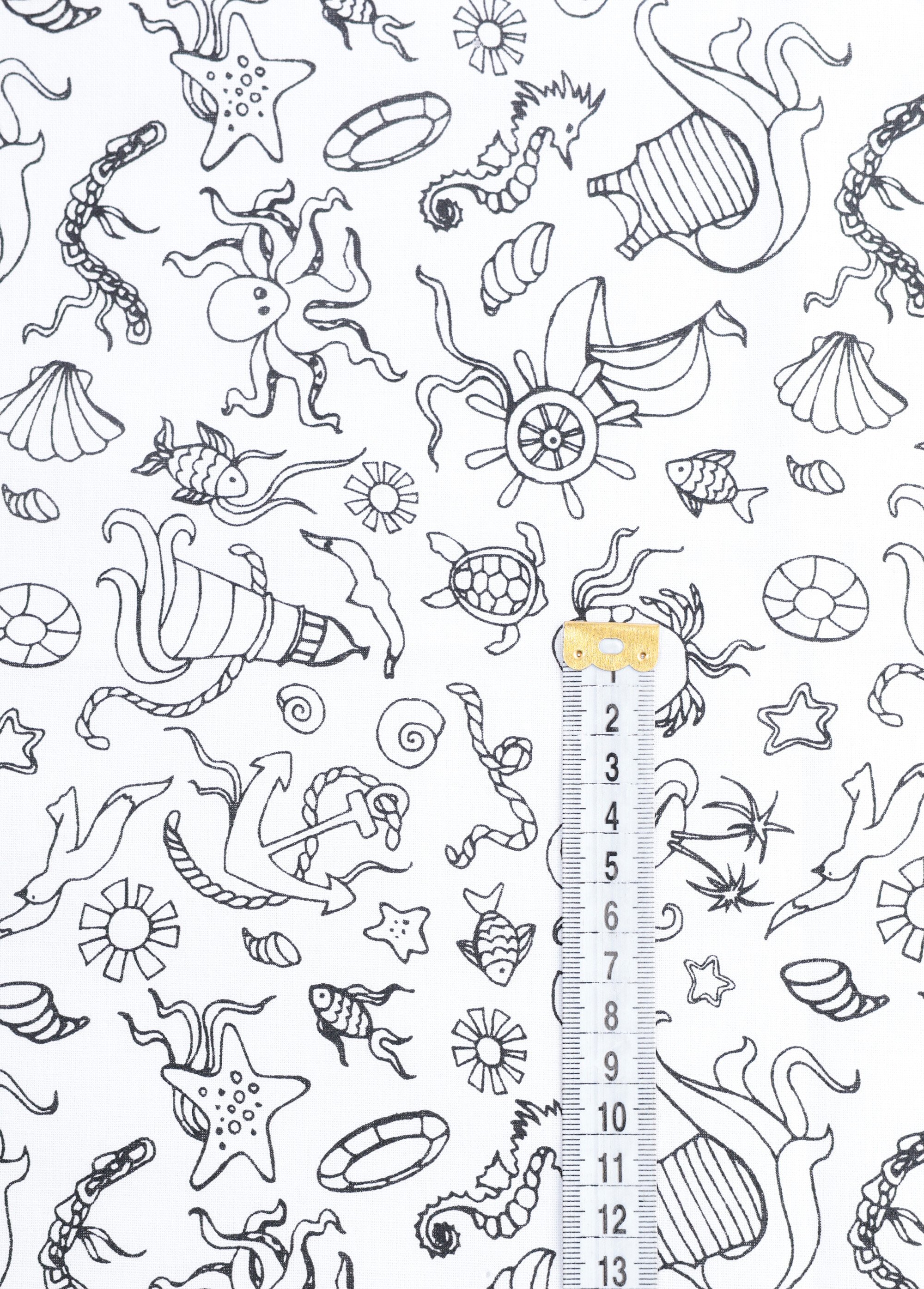 Coupon déco, tissu à colorier BLANC COT44069 DE1