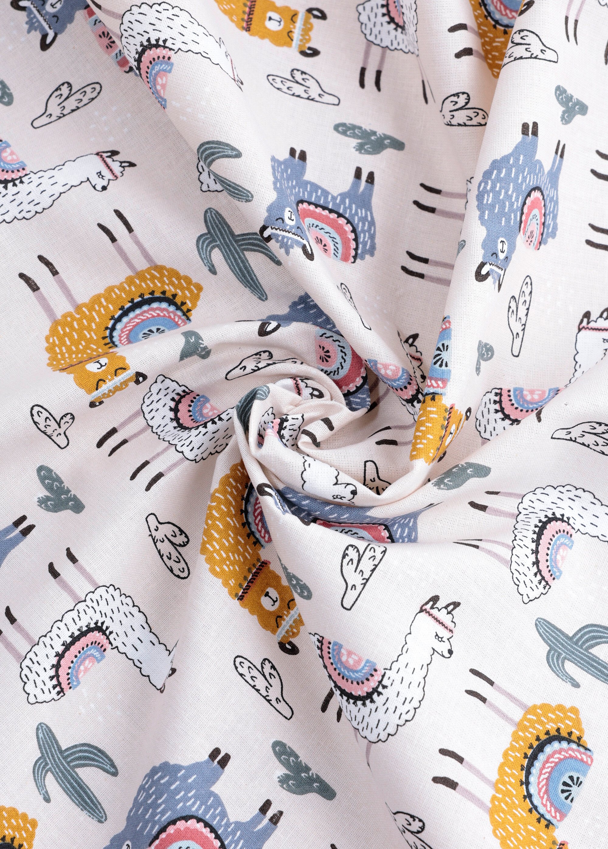 Coupon tissu ameublement kids, lamas BEIGE COT44074 FA1