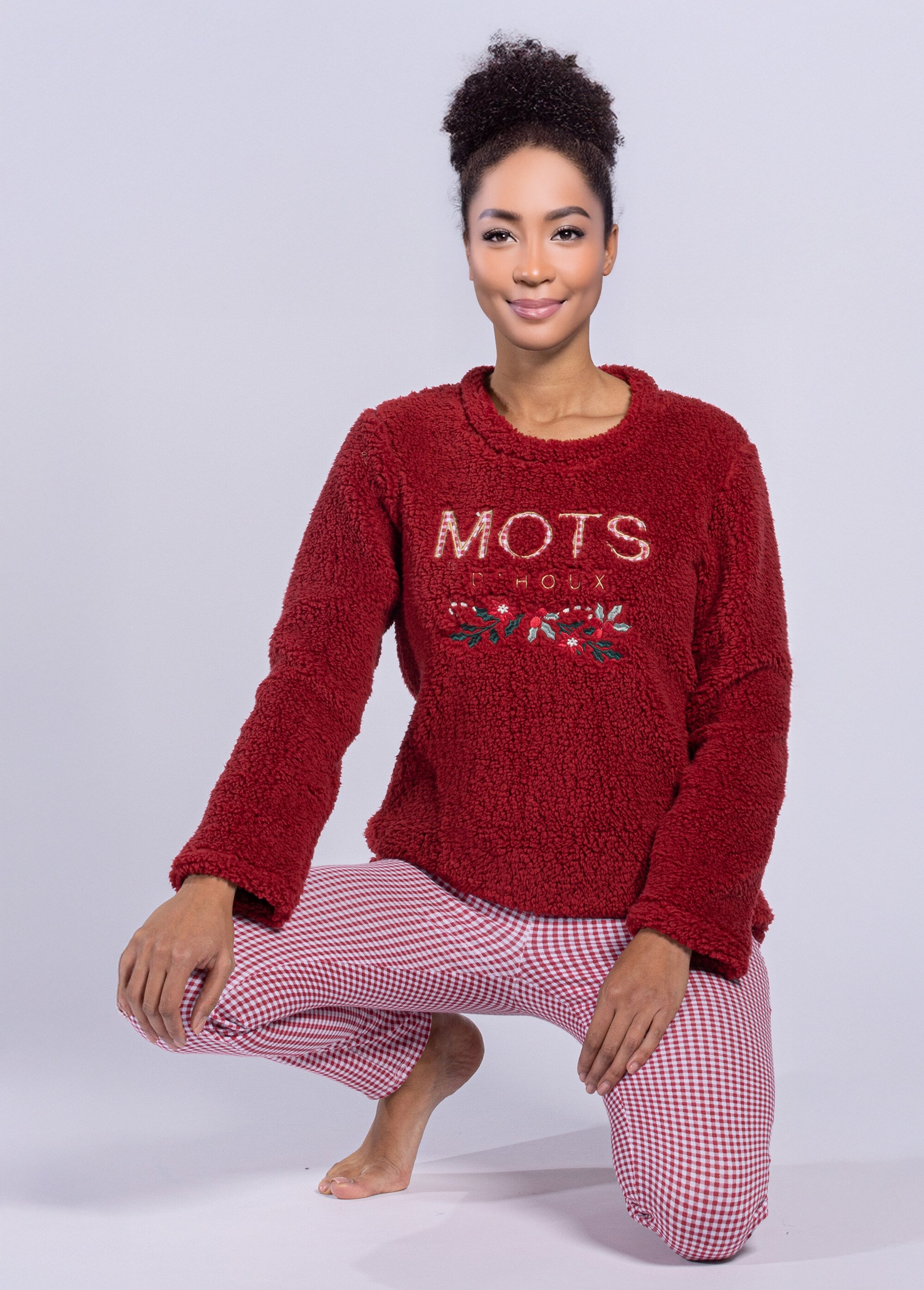 Pyjama chaud manches longues sherpa Femme Rouge CTMDF.HOUX.PYC SI1