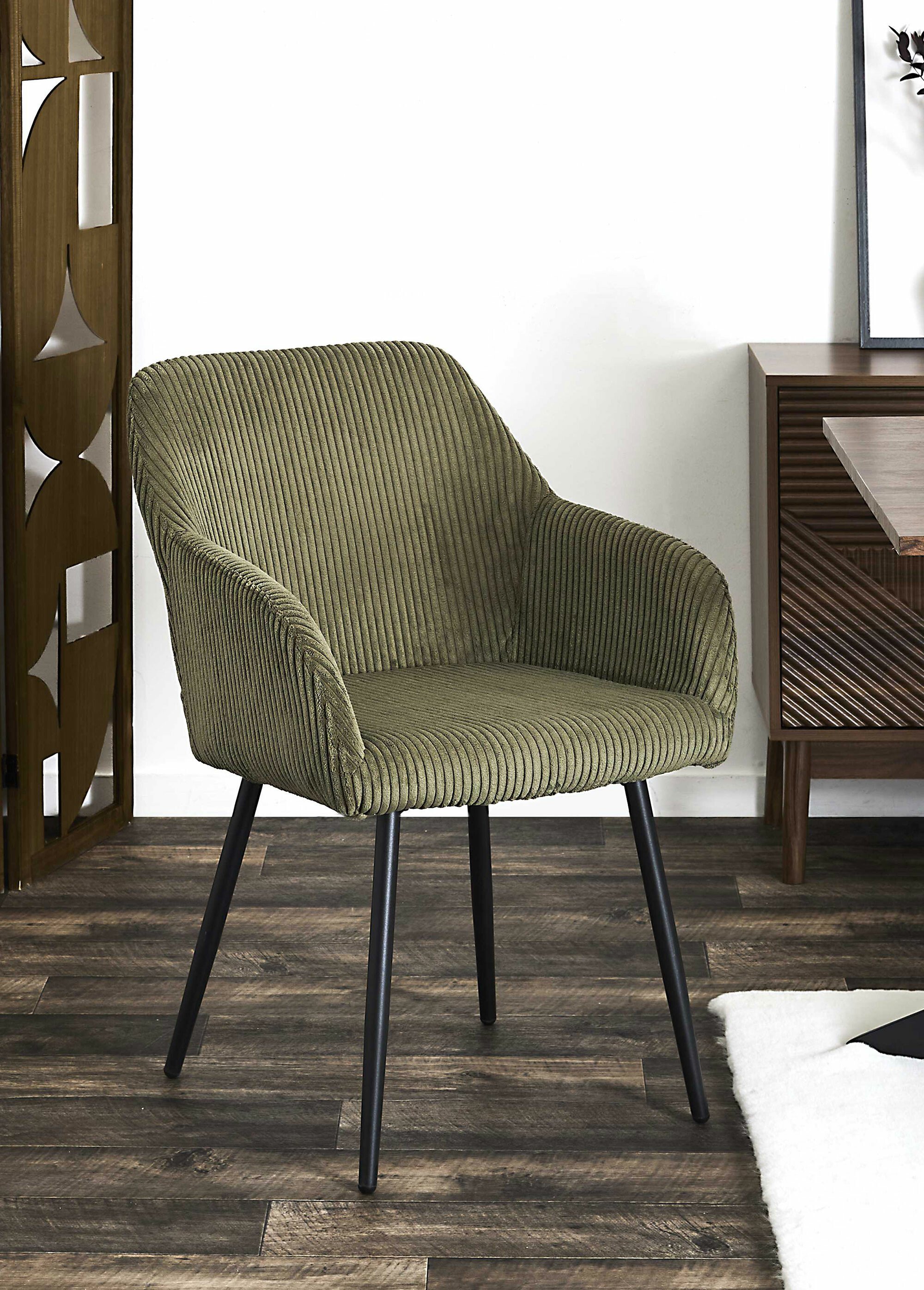 Fauteuil compact en velours cotelé, 1V VERT CMP-HD0537 SI1