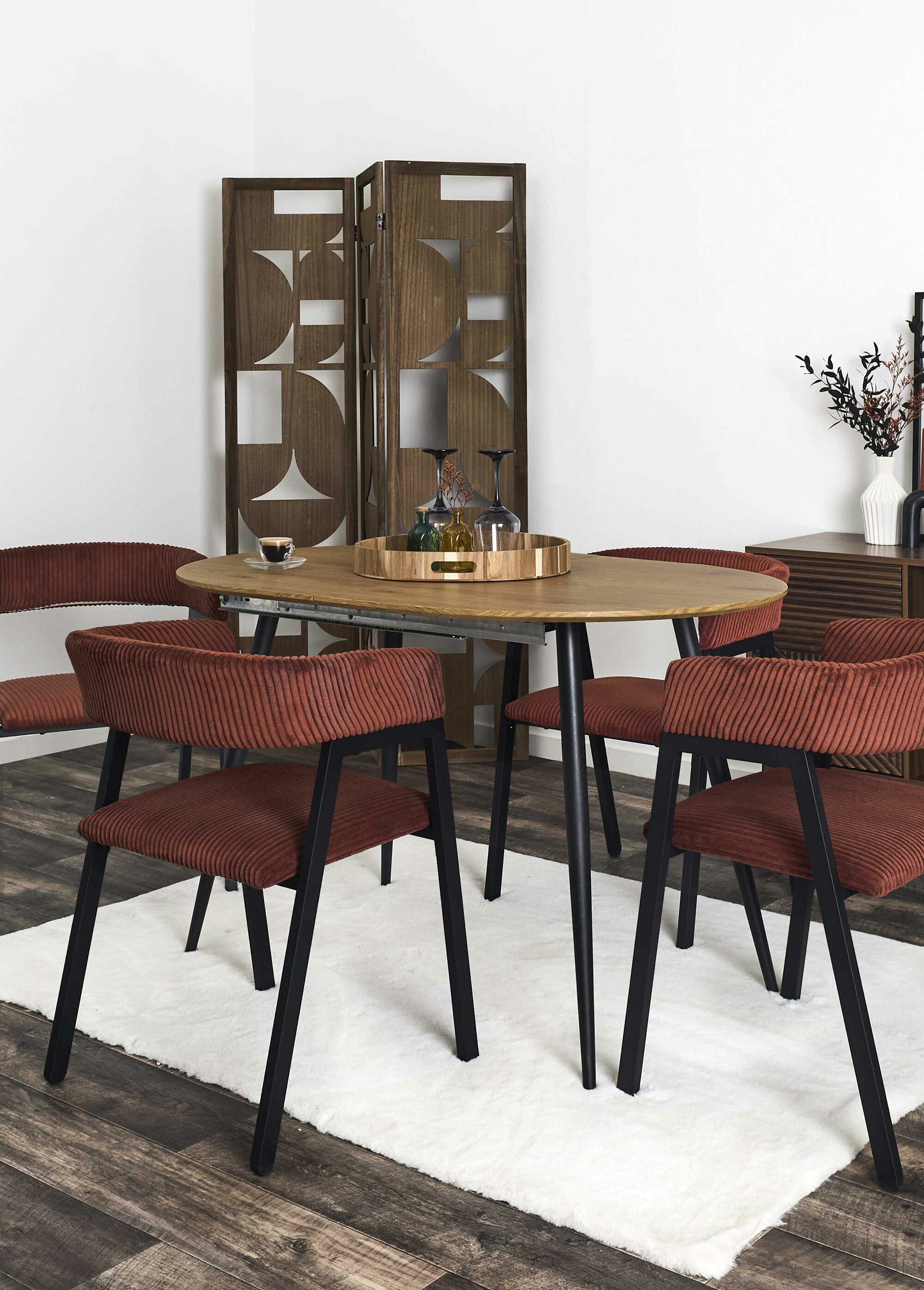 Fauteuil minimaliste velours cotelé 1T TERRACOTTA ET NOIR CMP-HD0542 SI2