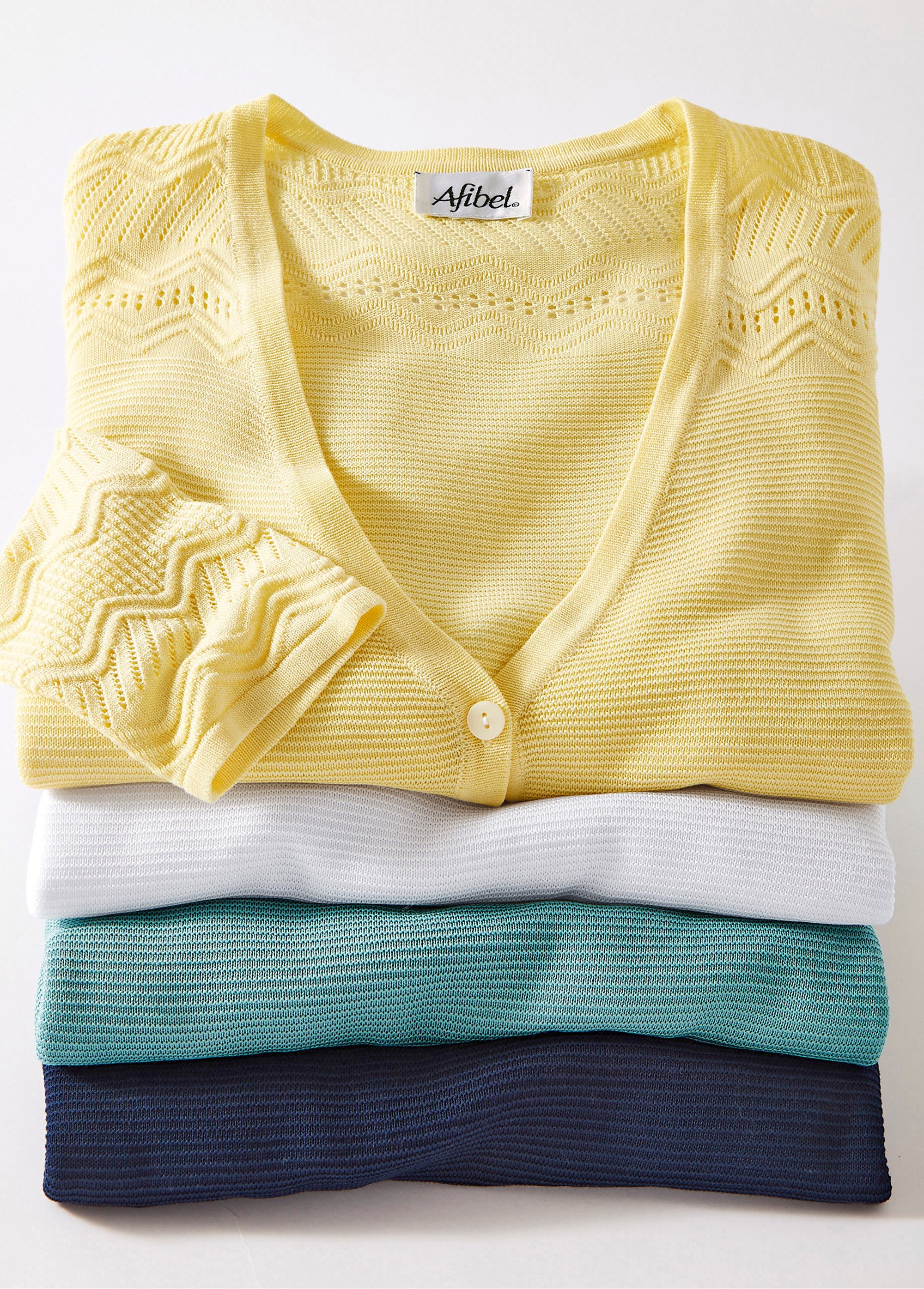 Gilet mi-long 1 bouton maille fantaisie